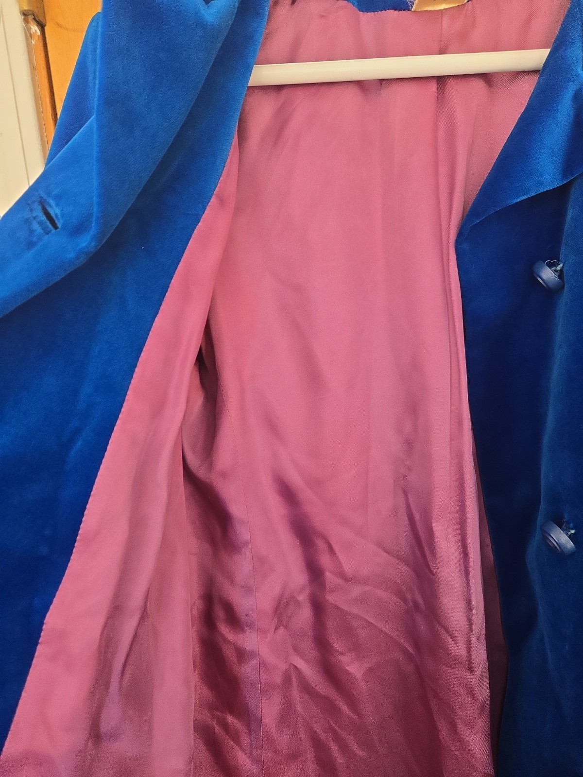 Surrey Classics 1960’s Double Breasted Blue Velvet Coat Size 8 Rare