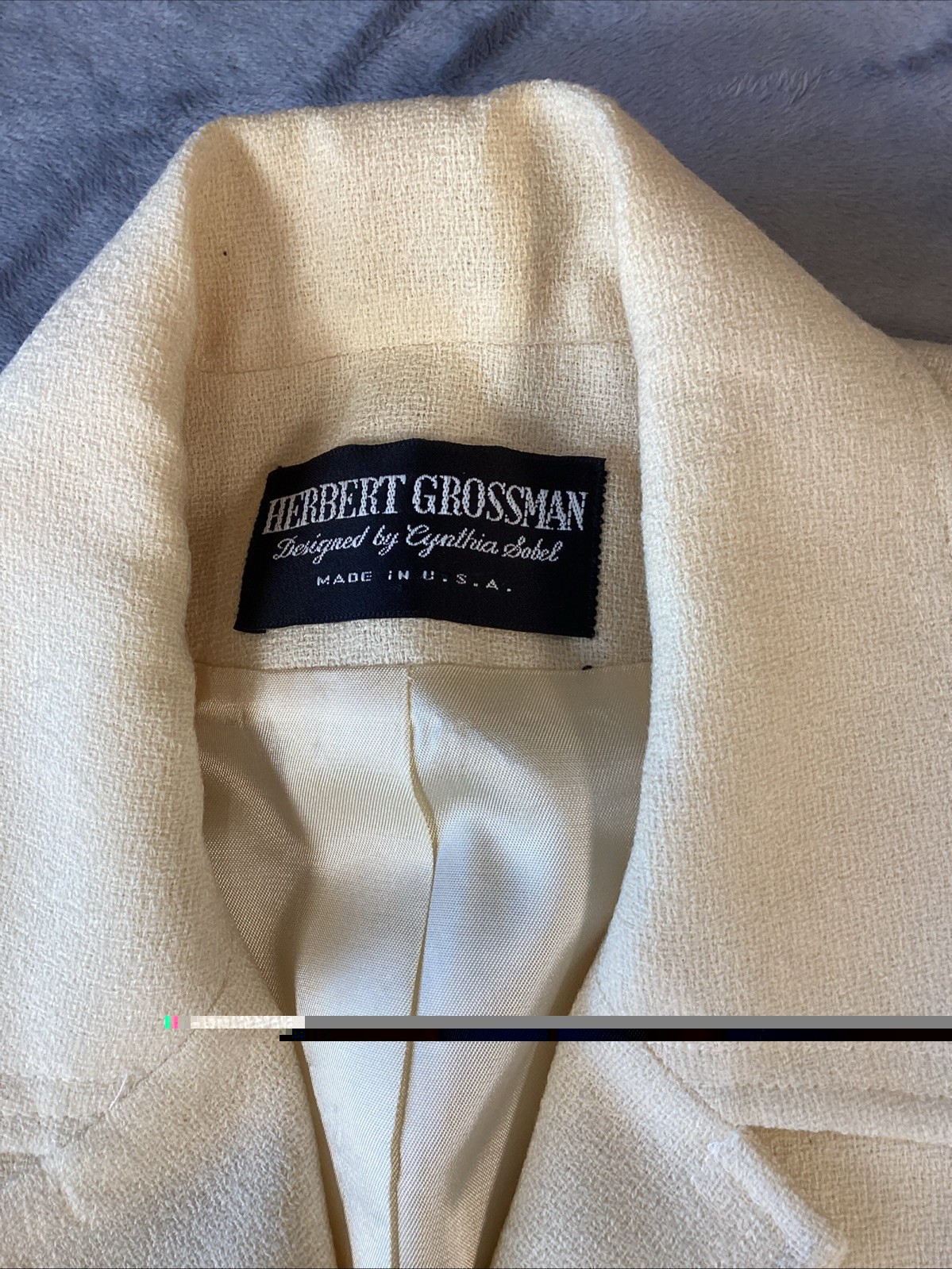 Vintage Y2K Herbert Grossman Cynthia Sobel Ivory Wool. Jacket Skirt Set Sz 10
