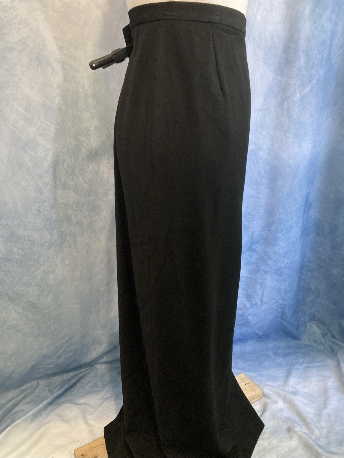 Vtg 90s Black Wool Maxi Skirt Size 8 Rena Rowan Goth Grunge Slit Dark Academia