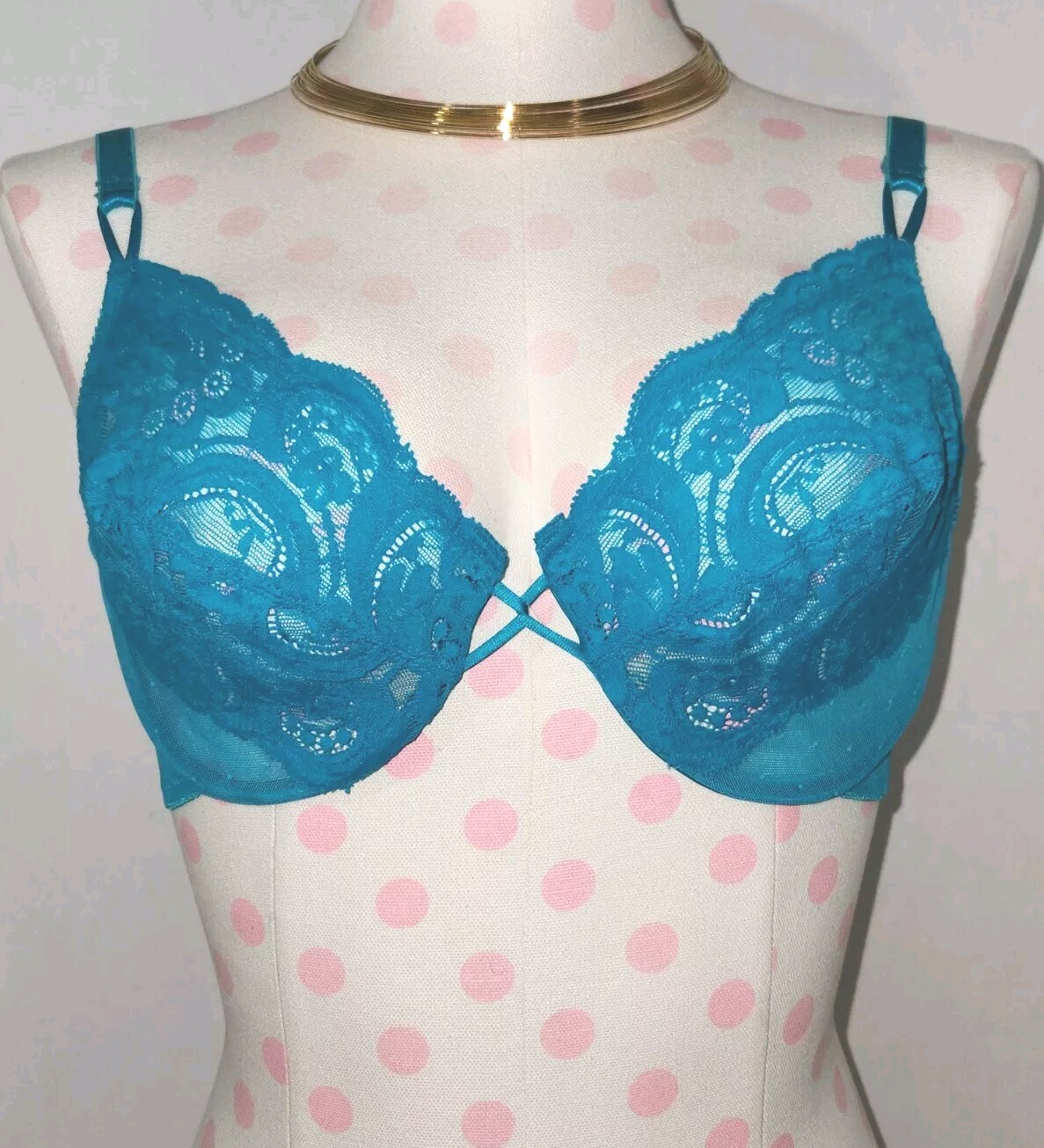 Vintage Victoria’s Secret Gold Label CROWN Bra 36C Made in USA- NWT – BLUE 70817