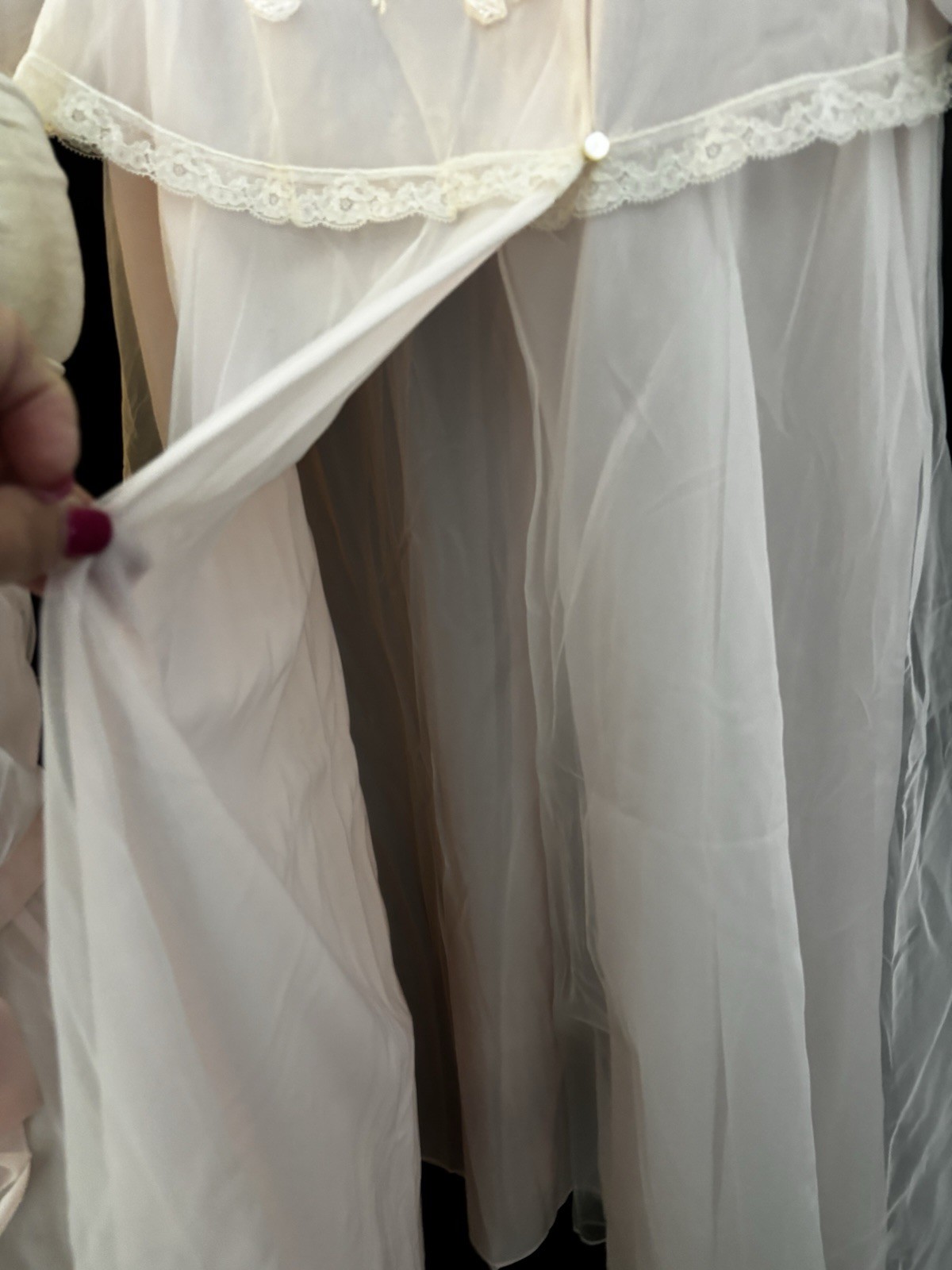 LAROS VTG WEDDING BELL PINK NIGHTGOWN, ROBE PEIGNOIR NEGLIGENCE Size S