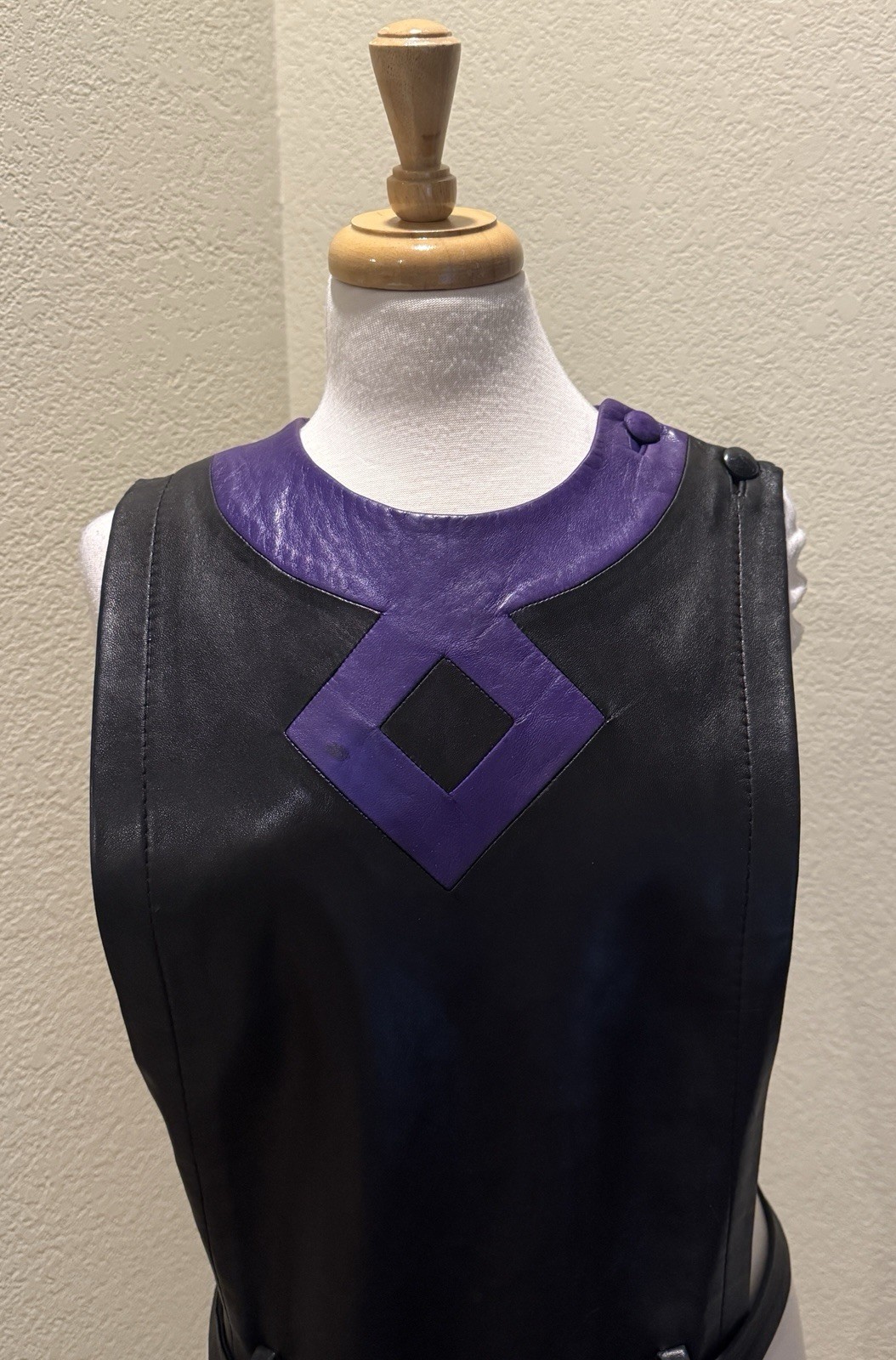 VTG 60s Pierre Cardin Space Age Mod Lambskin Leather Tabard Fringe Vest Belt Top