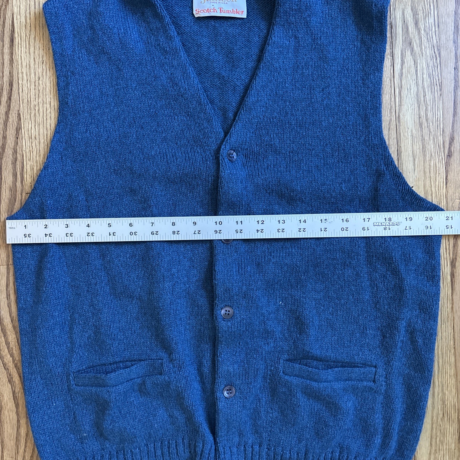 Vintage Jantzen Scotch Tumbler Sweater Vest XL Blue Wool Knit Grandpa