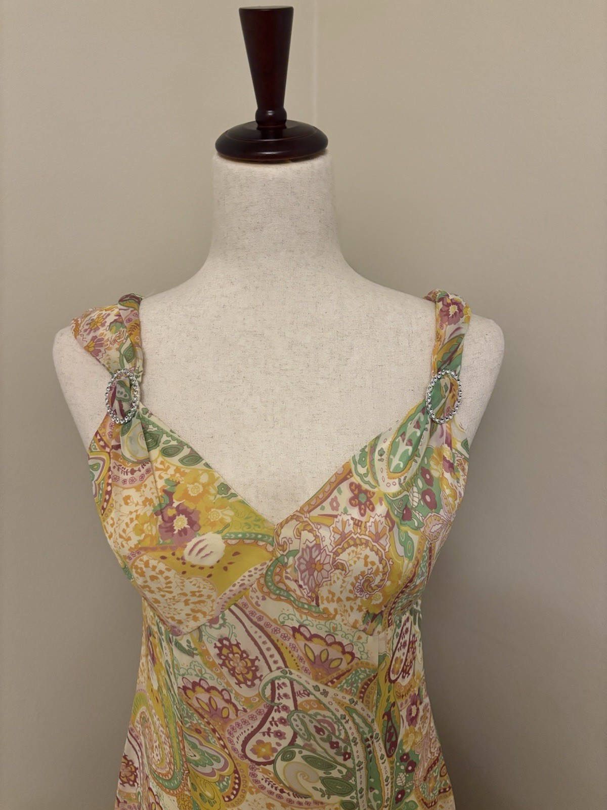 B. Moss Dress collection Vintage 90s Fairy Paisley Boho Butter Yellow Size 4