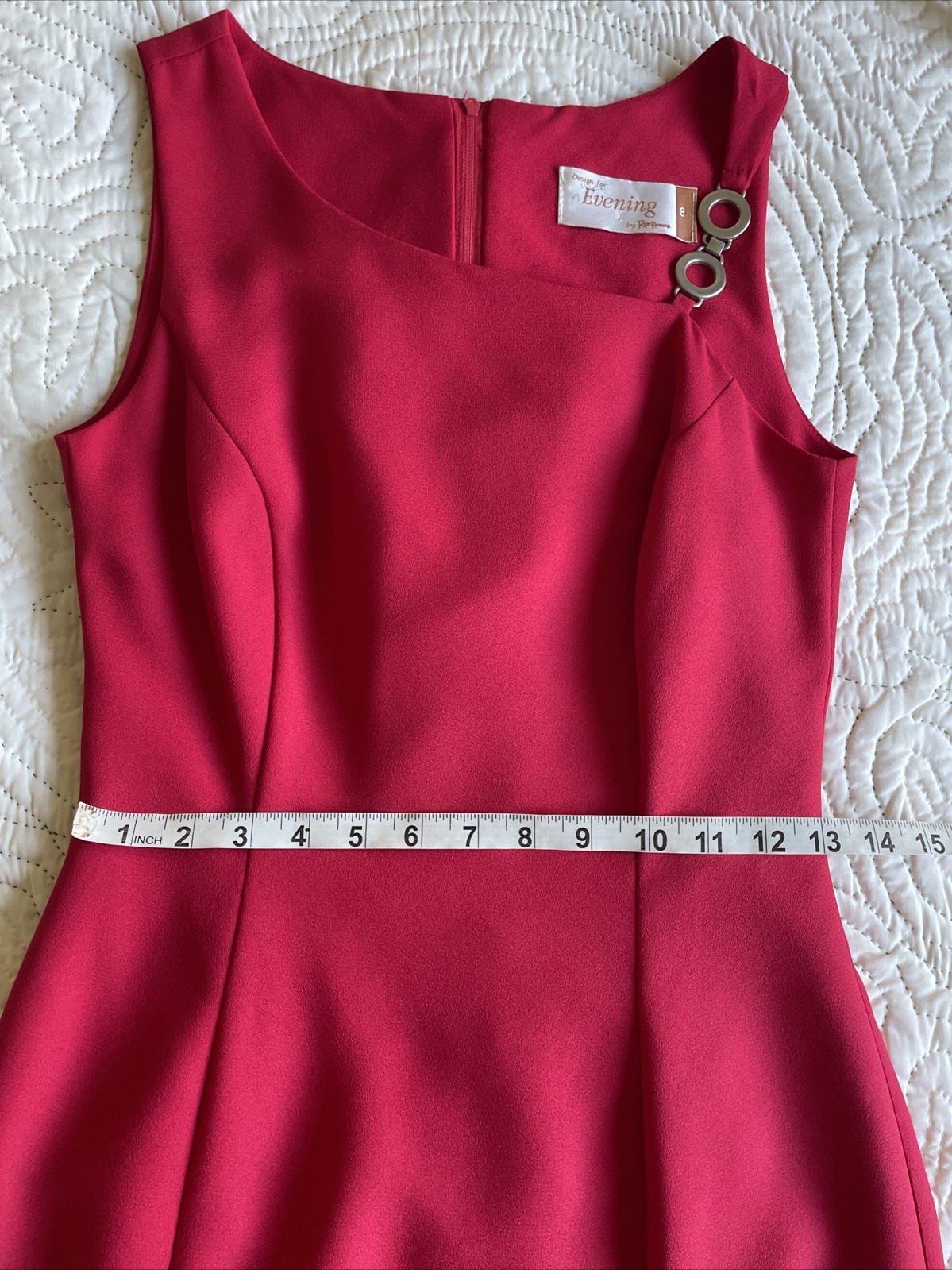 90s Minimalist Size AU 8 XS Red One Shoulder Silver Chain Evening Dress Y2K EUC