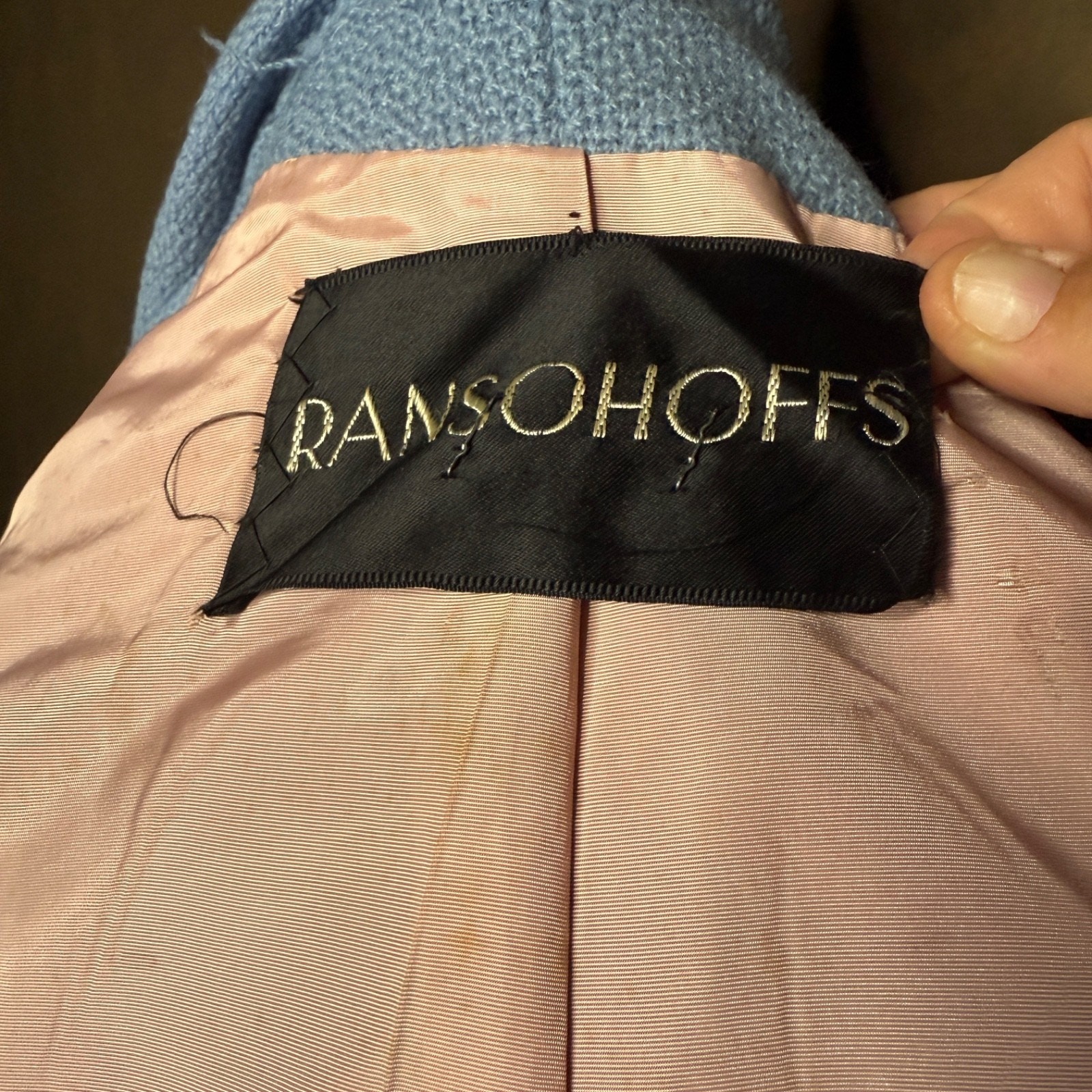 1960s Ransohoff’s San Francisco Bouclé Coat – Light Blue, Vintage Mid-Century