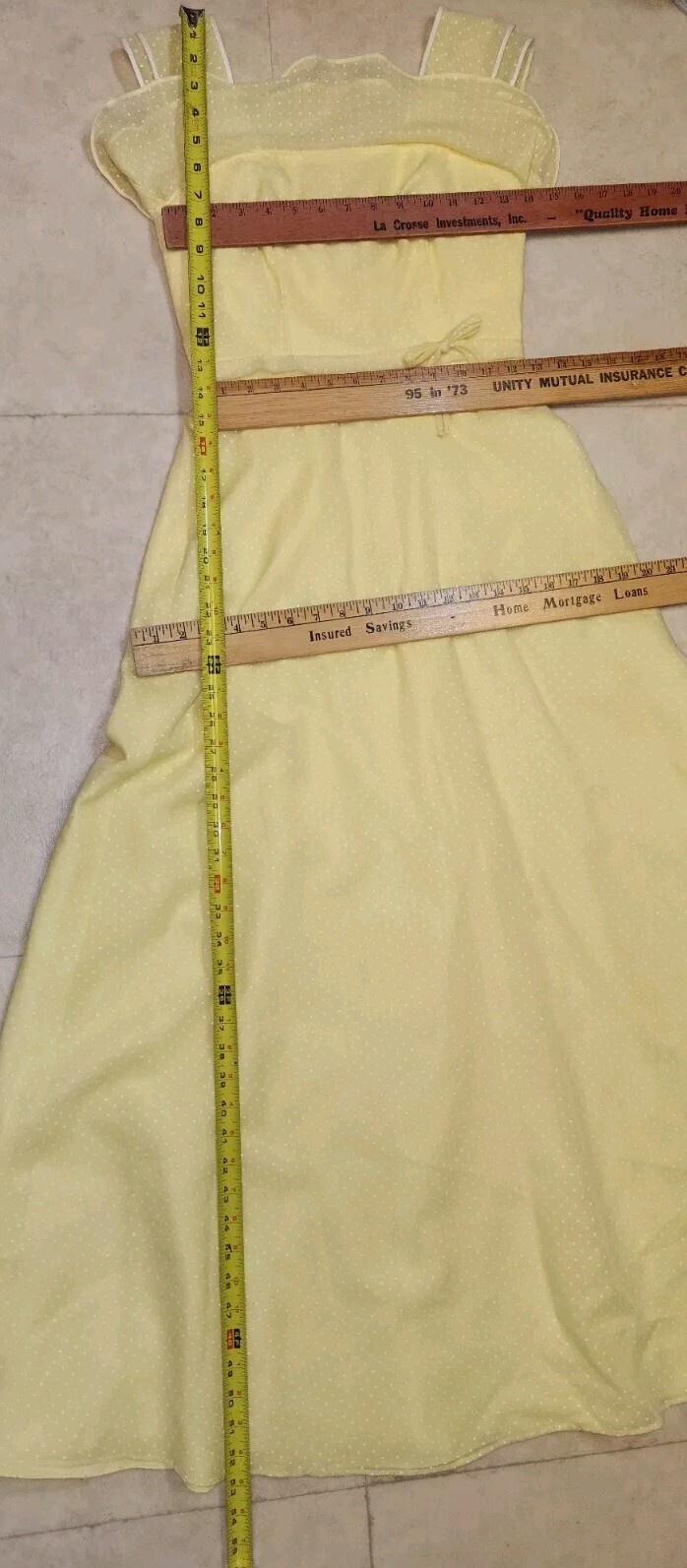 Unlabled Long Yellow Dotted Swiss Dress * szXS * Very Good Condition