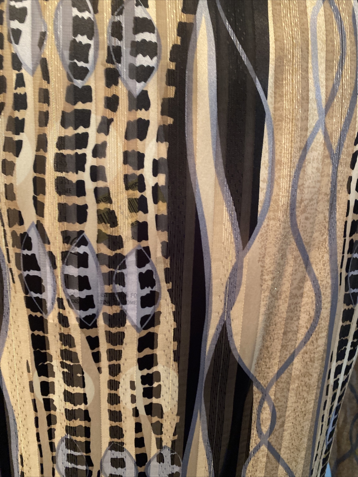 Yves St. Claire Women’s Sz 10P Gold/Black Sheer Geometric Long Sleeve Blouse NWT