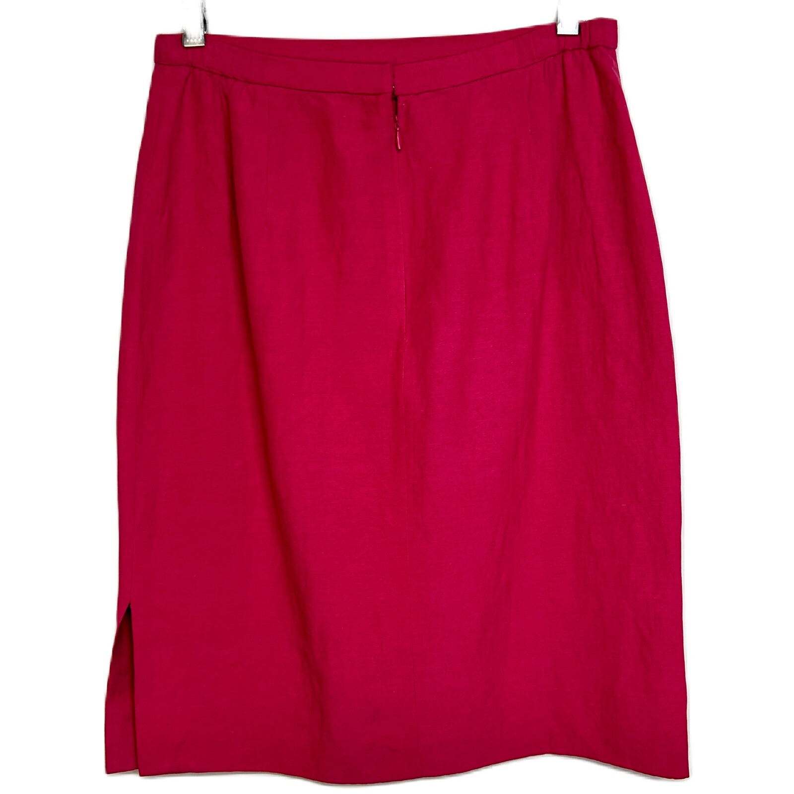 David Warren Petites Vintage Pencil Skirt Silk Linen Size 8P Lined Zip Pink 90s