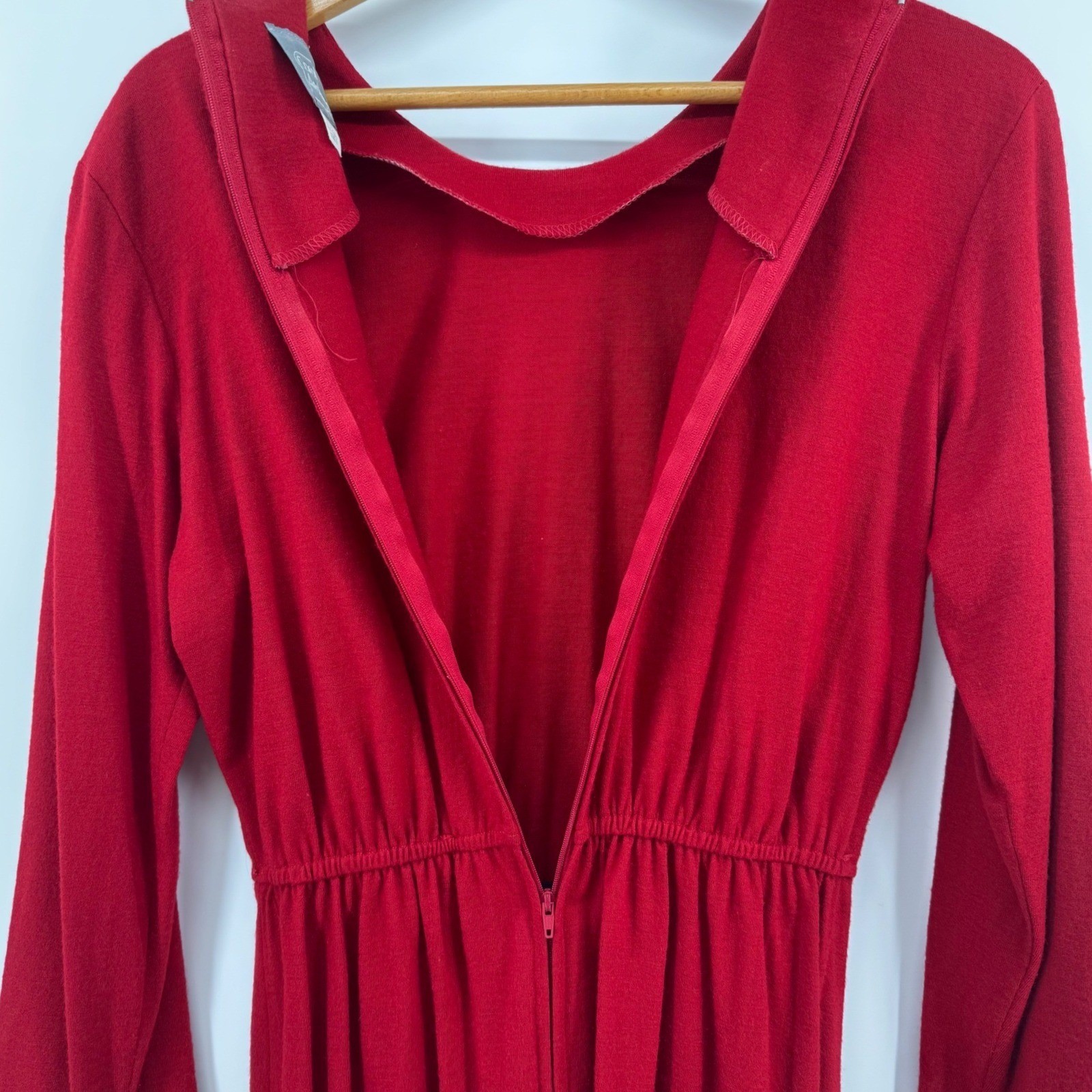 Carol Anderson Petite Red Wool Blend Belted Midi Dress Vintage Long Sleeve Sz 8