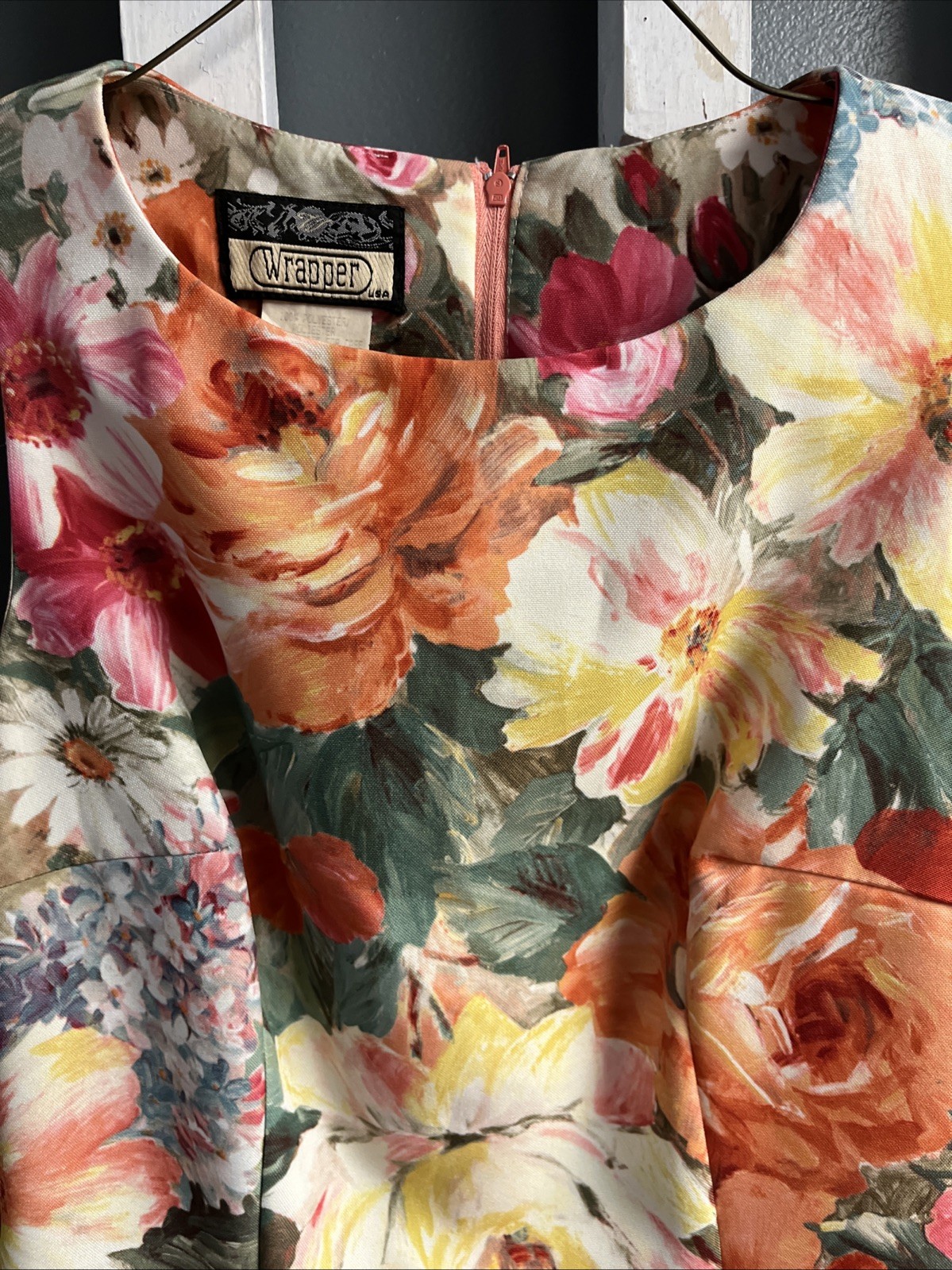 Wrapper 1960s Midi Cocktail Dress Women’s 5/6 XS / SM Floral Mid Century USA VTG