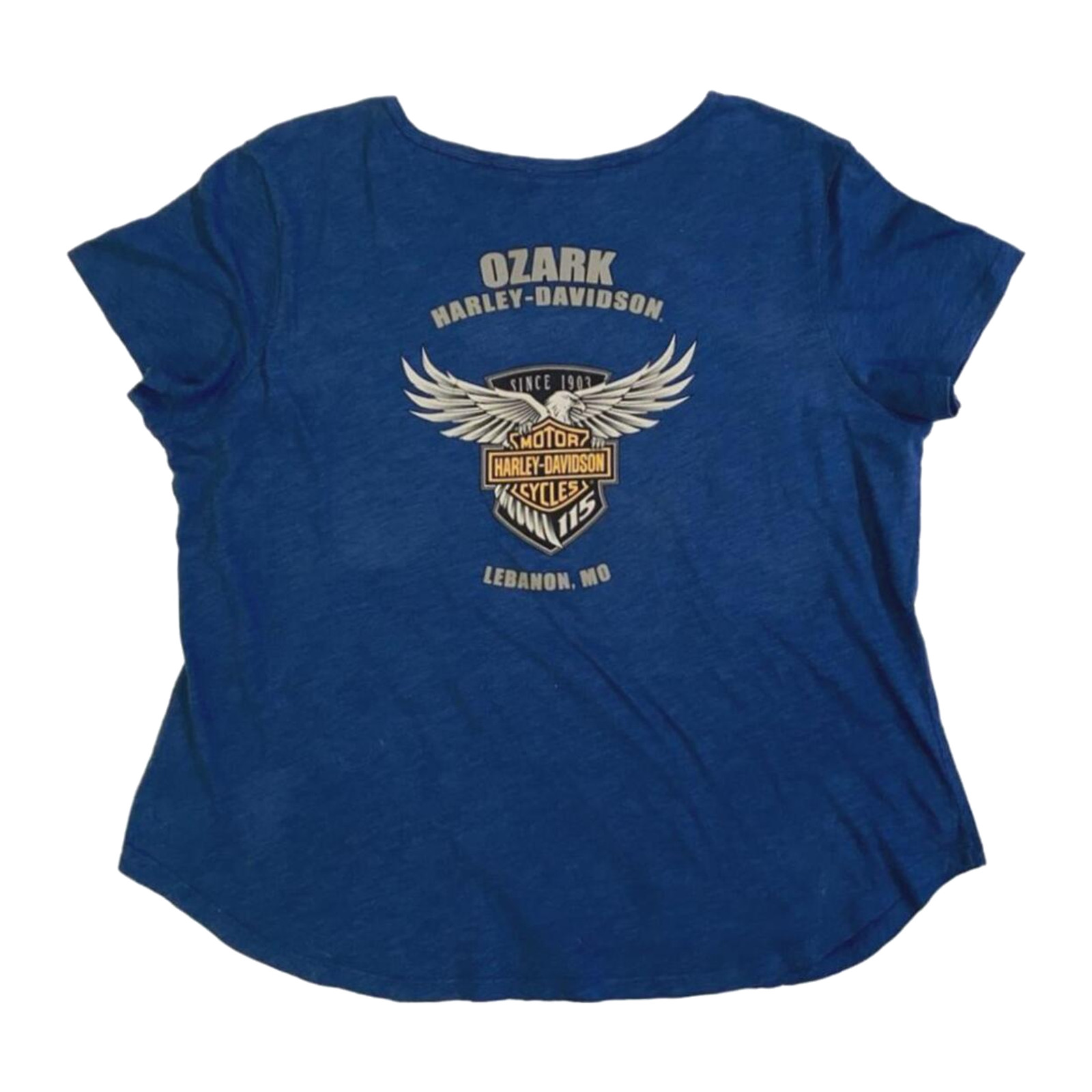 Harley Davidson Women’s Glitter Logo Short Sleeve T Shirt Blue XL