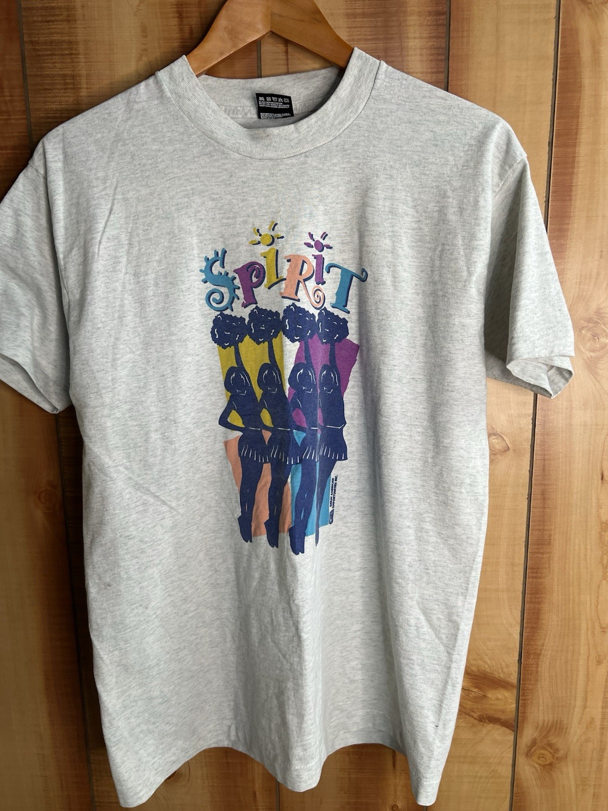 Vintage 90s Spirit Cheerleading T-Shirt Grey USA Single Stitch Y2K RETRO Dance