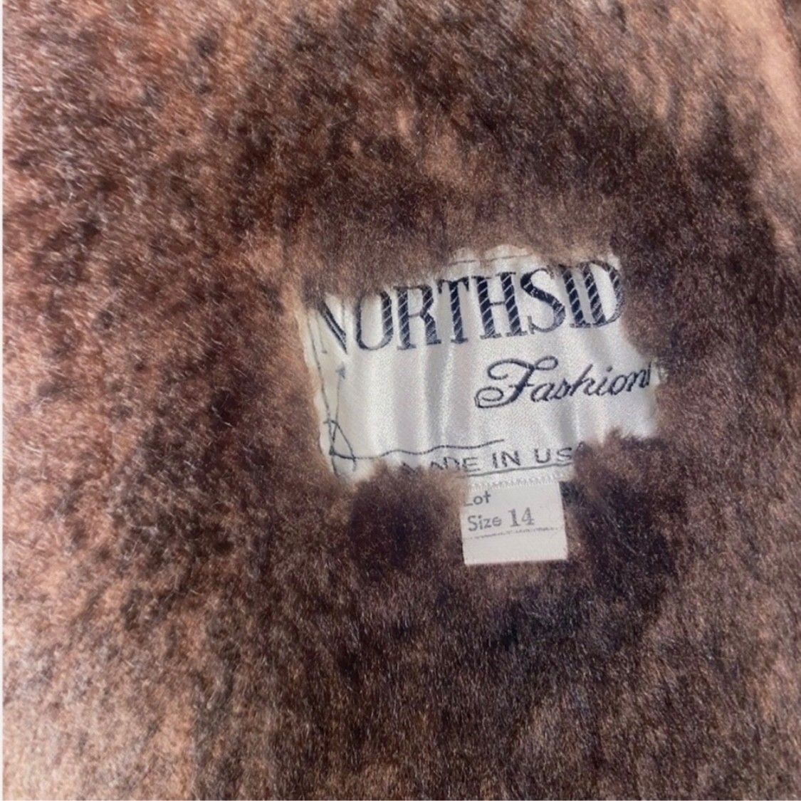 Vintage NorthSide Fashions Brown Sheepskin Shearling Coat Size 14