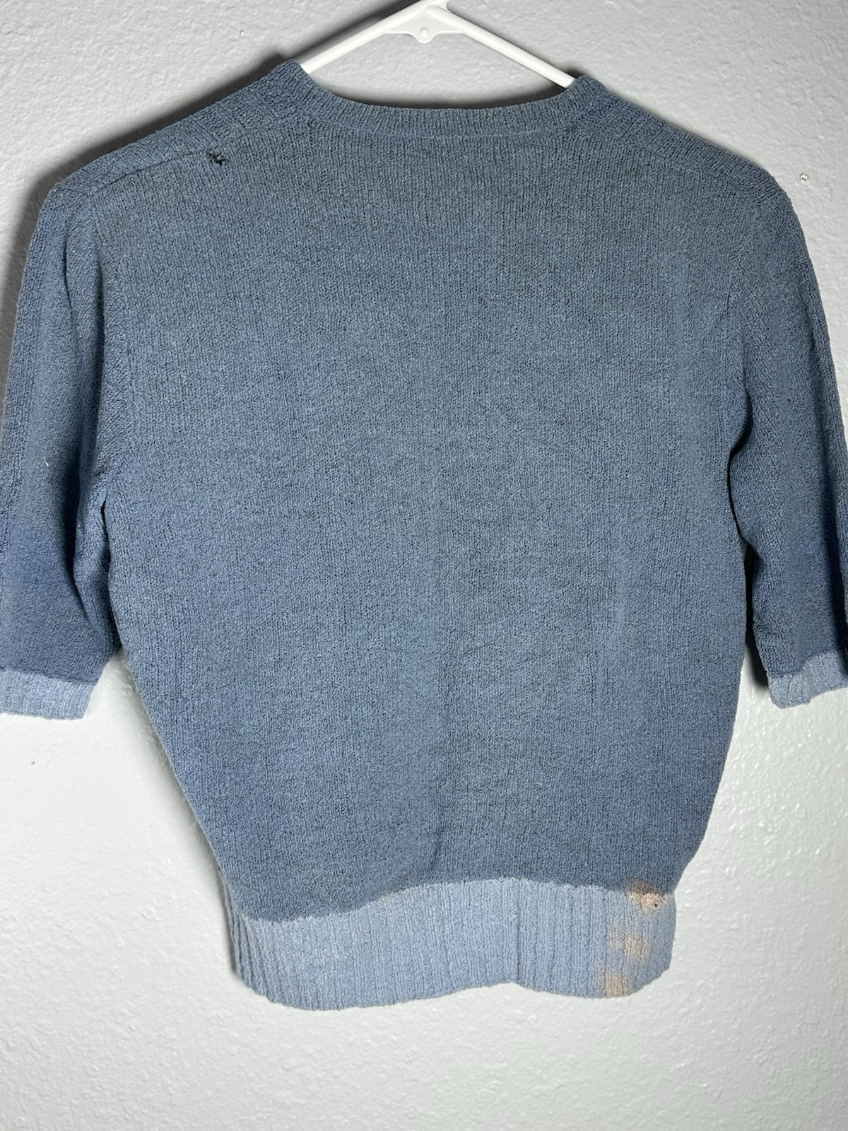 Vintage (1950’s) Women’s German Knit Handmade Button Up 3/4 Sleeve Shirt Stretch