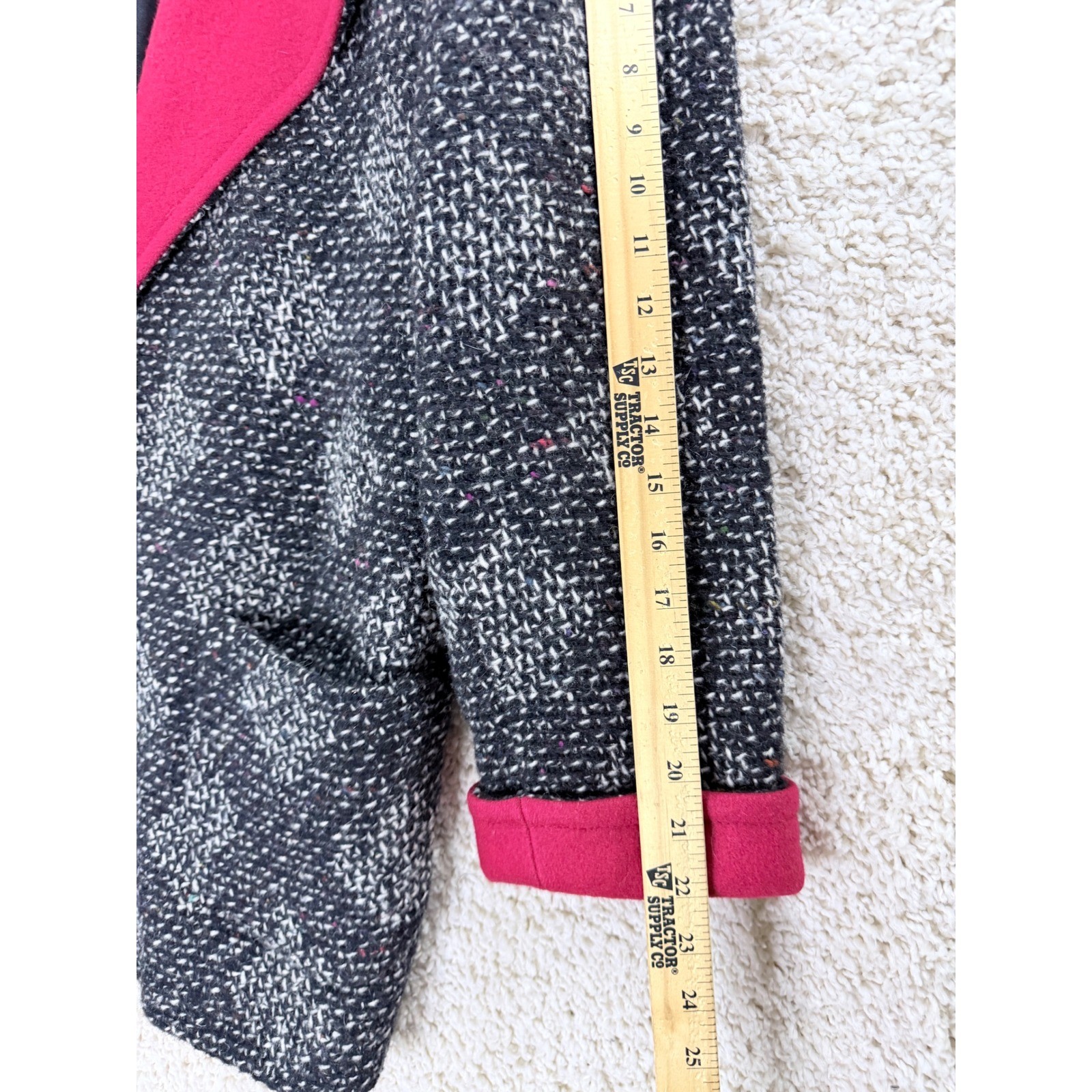 Outer Scene Ltd Wool Tweed Blazer Women 11/12 Pink Black Excellent Vintage Coat