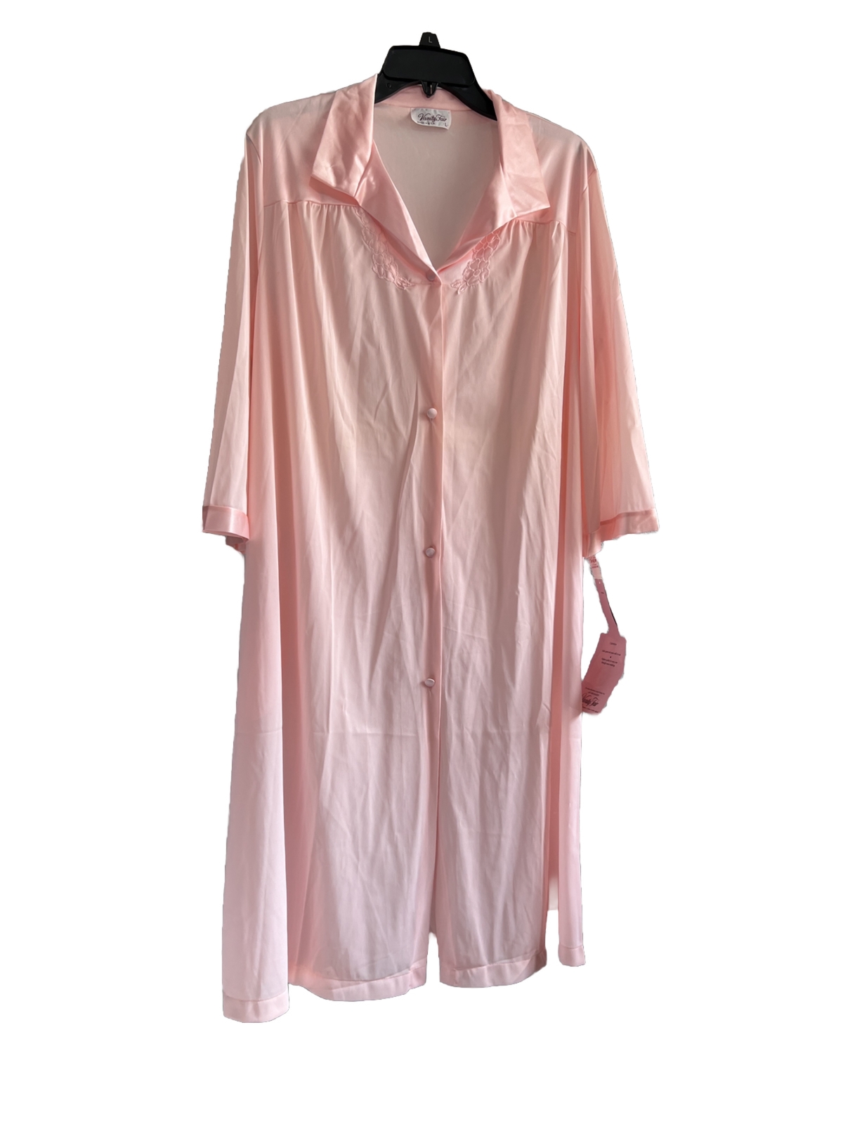 Vanity Fair Robe 31107 Pink Champagn Button Up Pockets Lightweight size L Gift