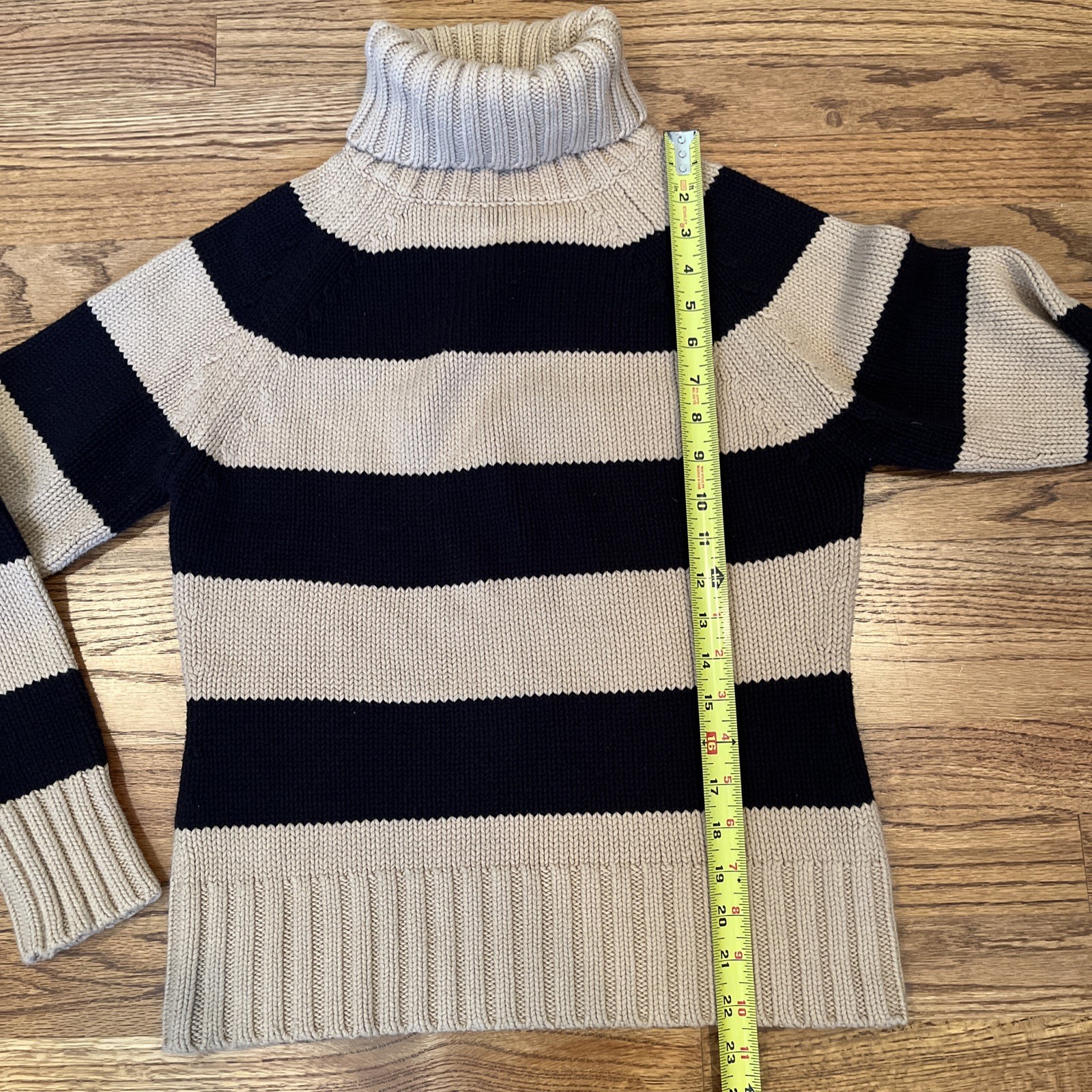 VINTAGE WOMENS GAP Y2K FALL 2002 STRIPE KNIT TURTLENECK SWEATER SMALL -MEDIUM