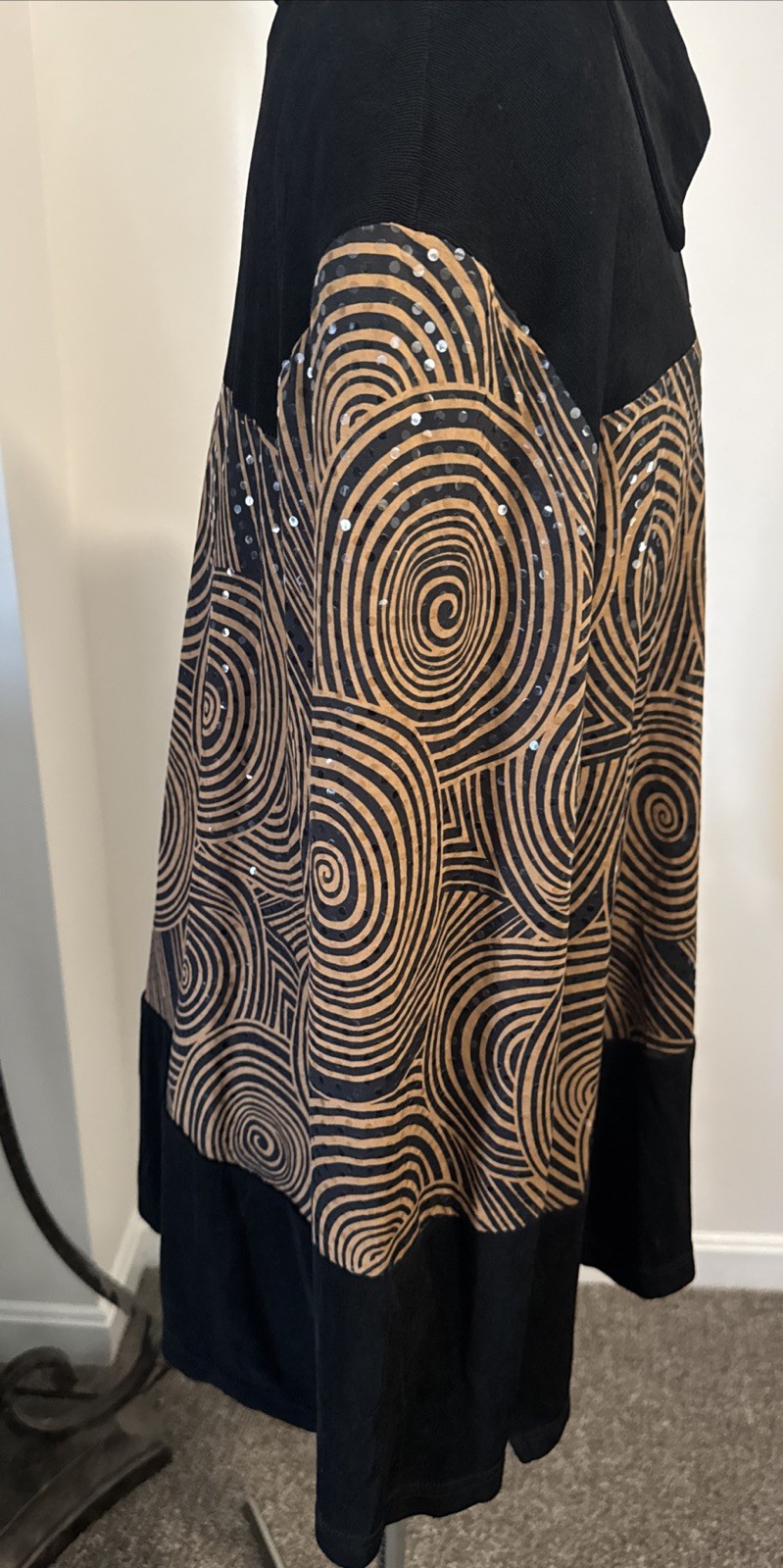 VTG 80s KOKOMO Open Knit TUNIC jacket sequin Geometric Brown Black Womens 1X USA