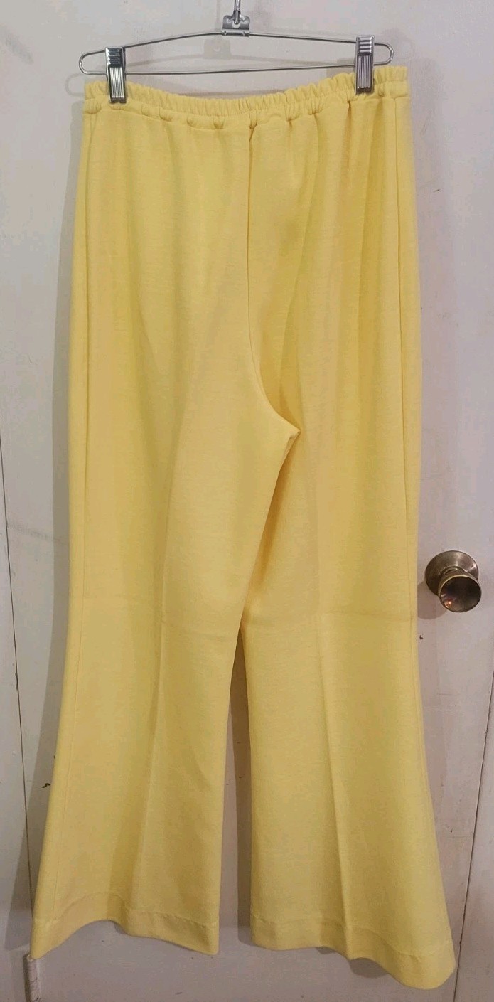 Fabulous Vintage 70s Lemon Cream Yellow Bellbottom Pants Flare Size M/L