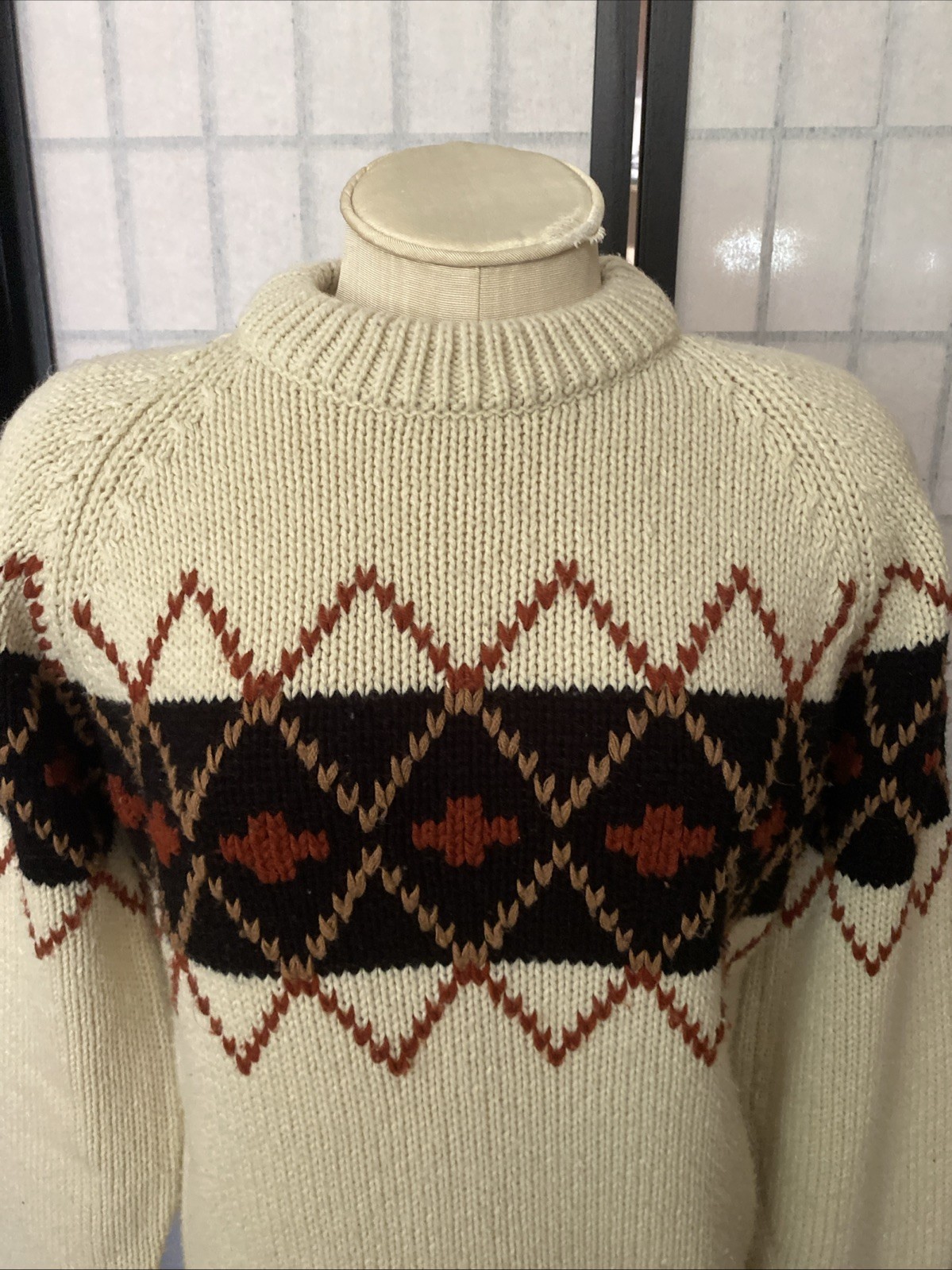 John Wanamaker VTG 80s/90s Acrylic Argyle Sweater Approx. M/39” Bust