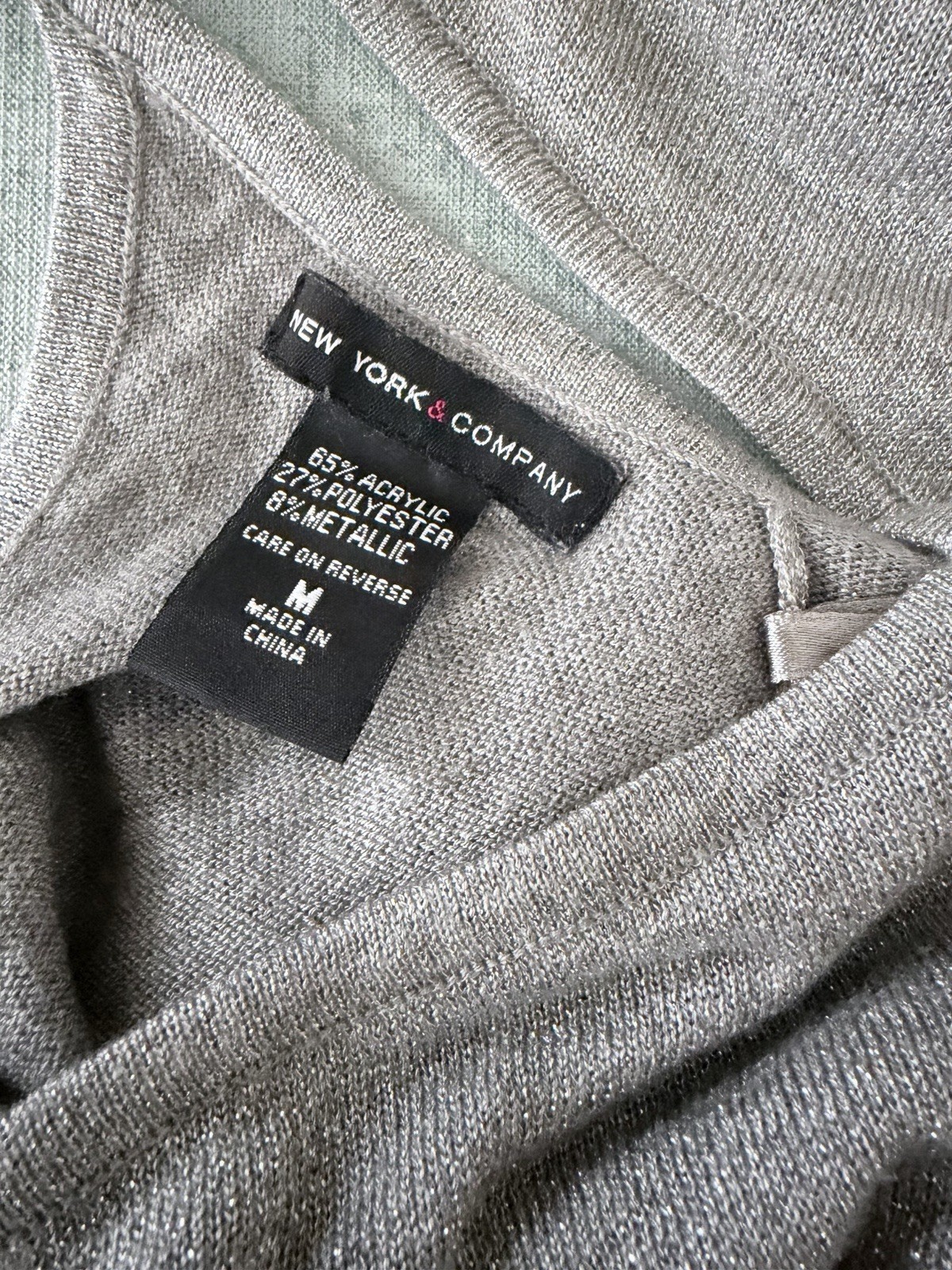 Vintage Y2K Open Back Glittery Silver Metallic Sweater New York & Co S/M