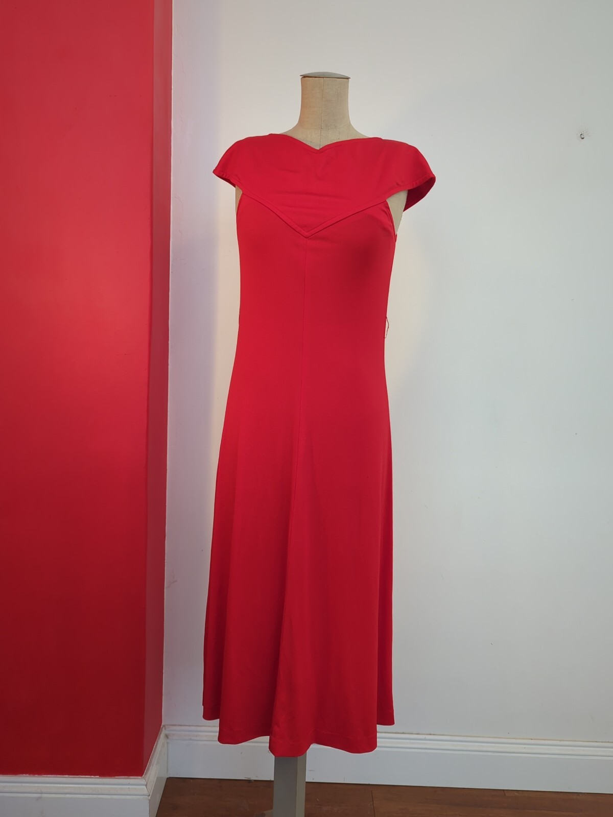 VINTAGE 70s Dress RED XXS-XS fits AU 6-8