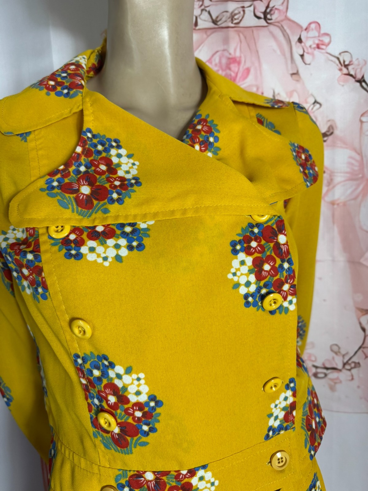 Vintage Gigi Costume 60s Floral Pleated Skirt Set Size 36 38