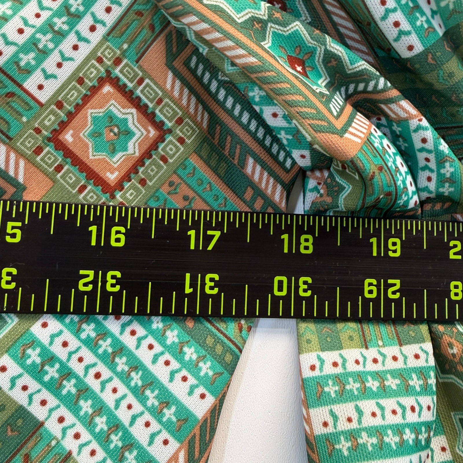 Retro Handmade Mosaic Midi Dress Womens M Green Psychedelic Mod Twee 70s Vibes