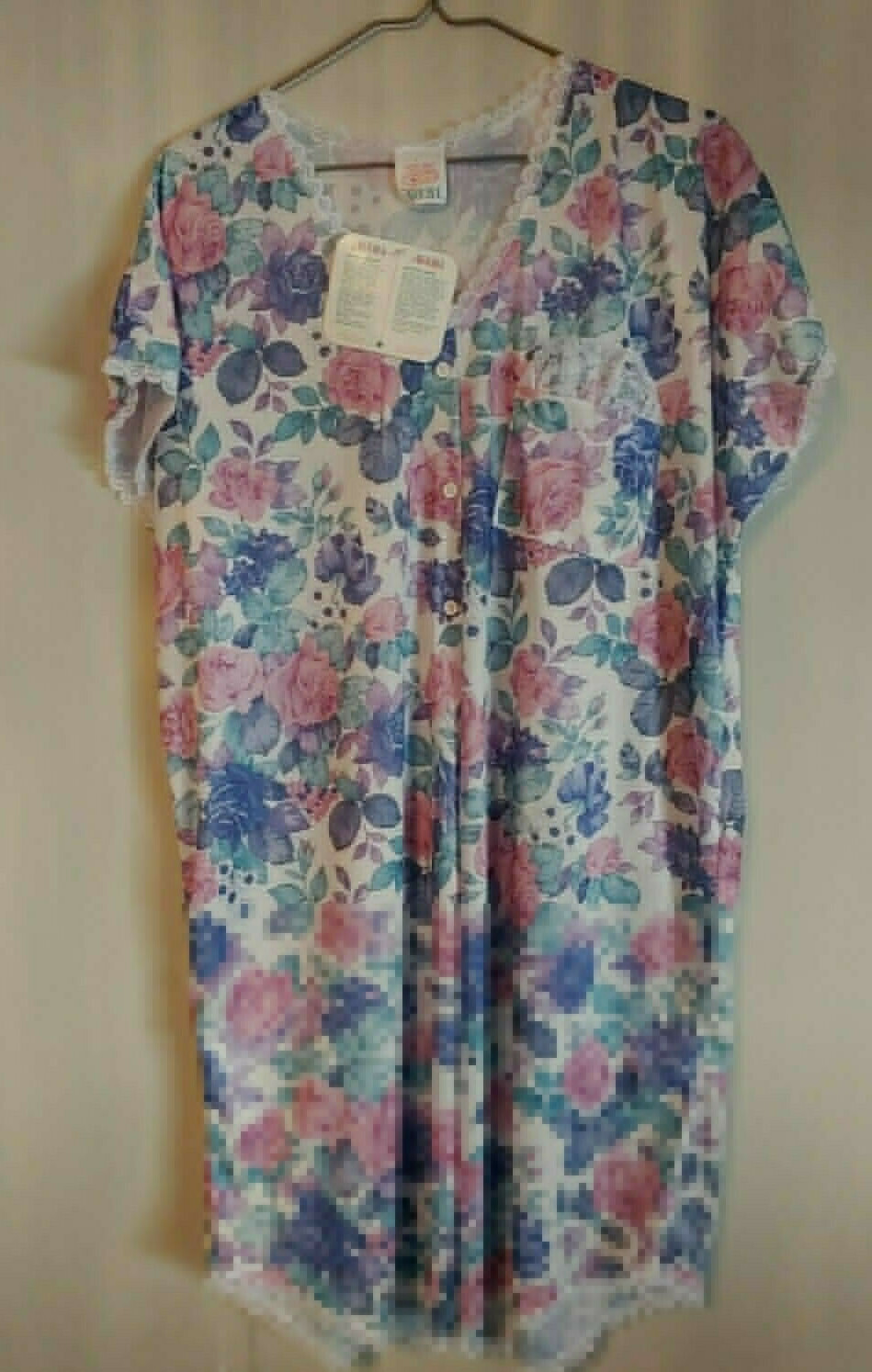 Vtg AVON INTIMATES STRETCH Nightgown Lingerie One Size Floral Lace