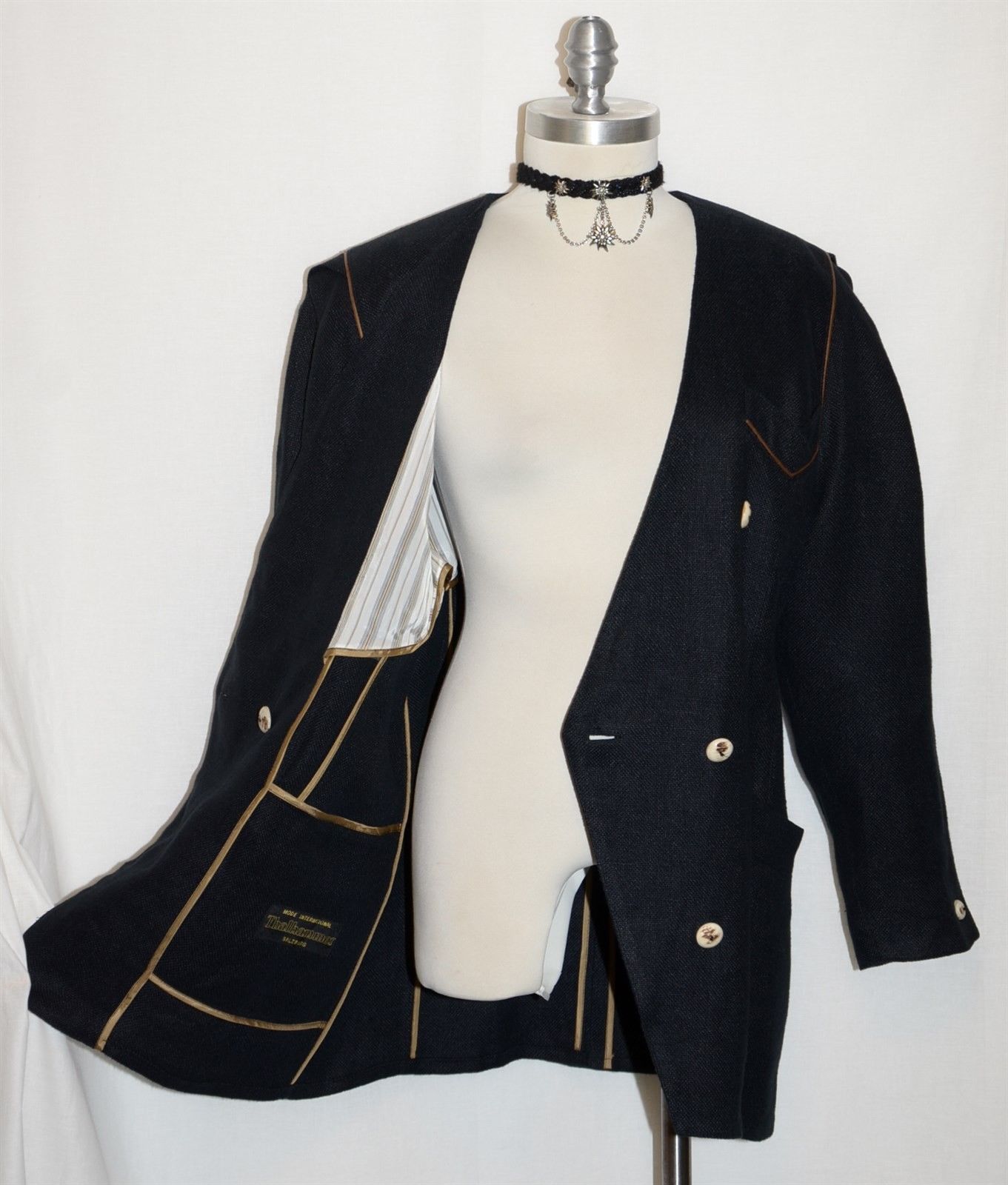 BLACK LINEN Women Austria Hunting Riding Tux Dress Suit Coat JACKET/Eu 40/10 M