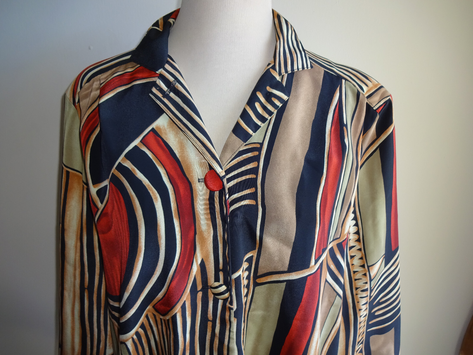 Womens Vintage 1980s 1990s Anastasia Jacket XL Red Black Brown Lined Pockets USA
