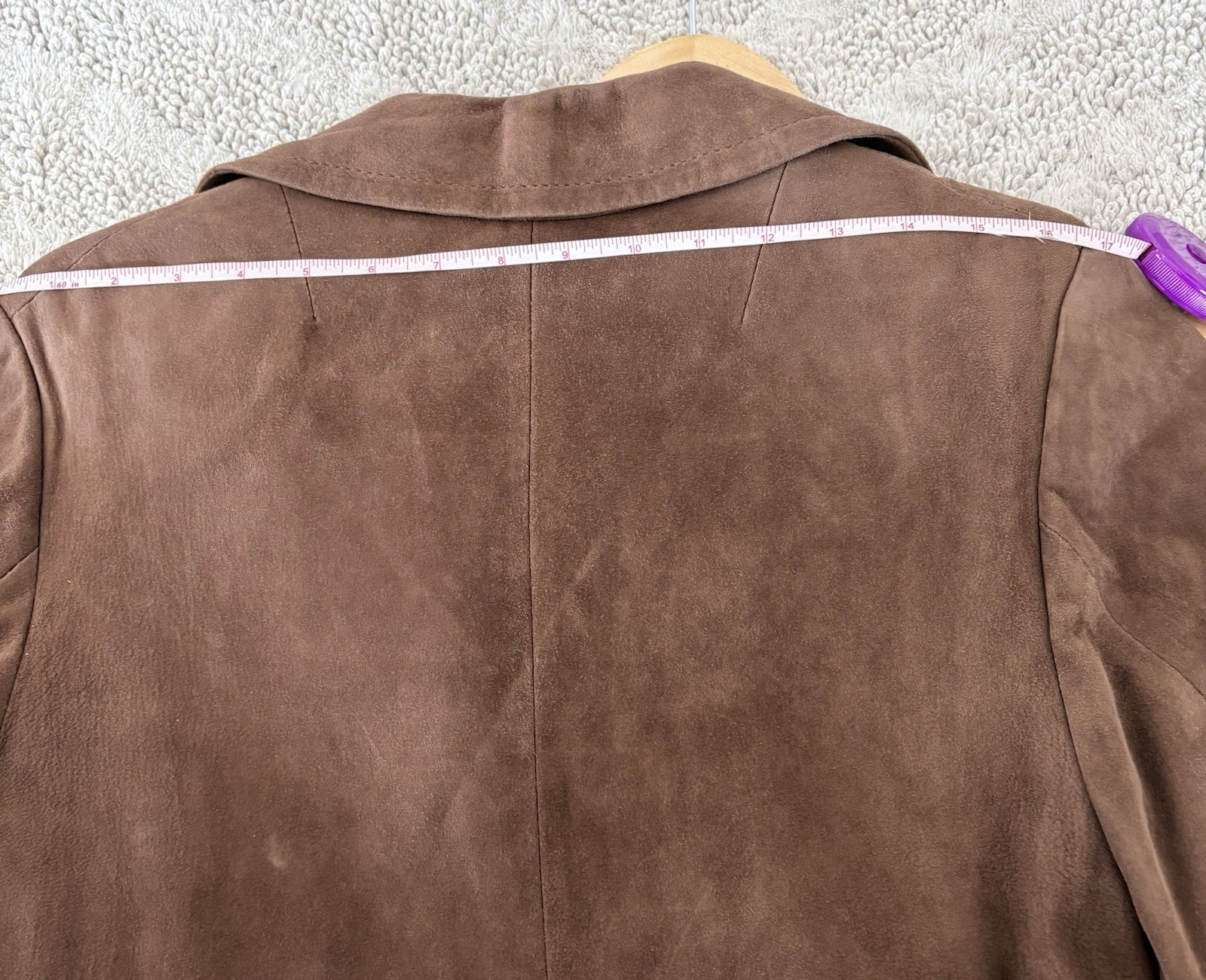 Vintage HERRERO Y RODERO Suede Leather Long Coat Button Sz L 60s 70s Barcelona
