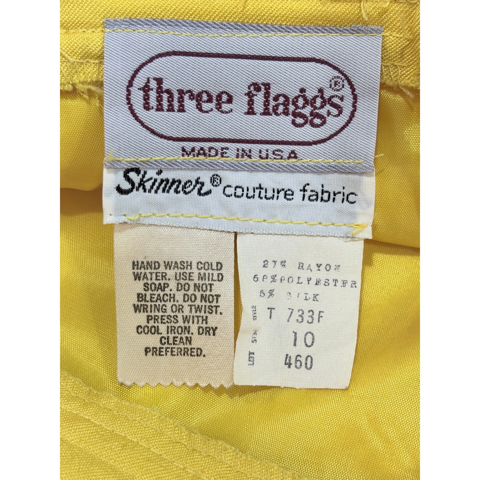 Vintage 80s Edith Flagg Three Flaggs Yellow Skirt Suit Skinner Couture Fabric 10