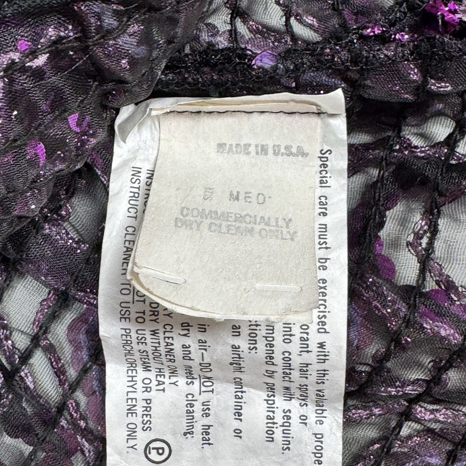 Vintage Rob Hill For Mister Jay SZ M Sequin Dolman Sleeve Top Cowl Neck