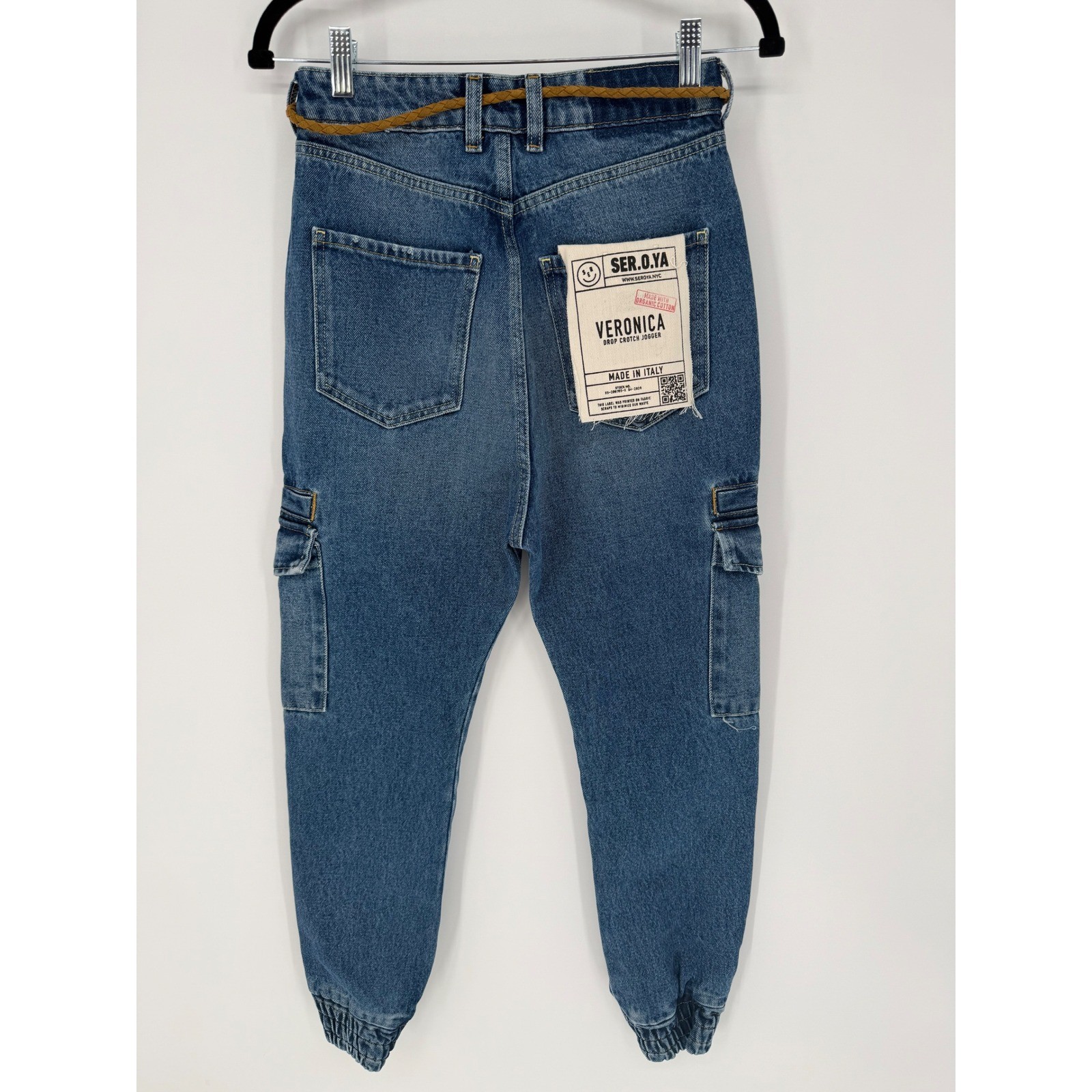 SER.O.YA VERONICA DROP CROTCH JOGGER JEANS TAHOE 100% ORGANIC COTTON SIZE 23 NWT