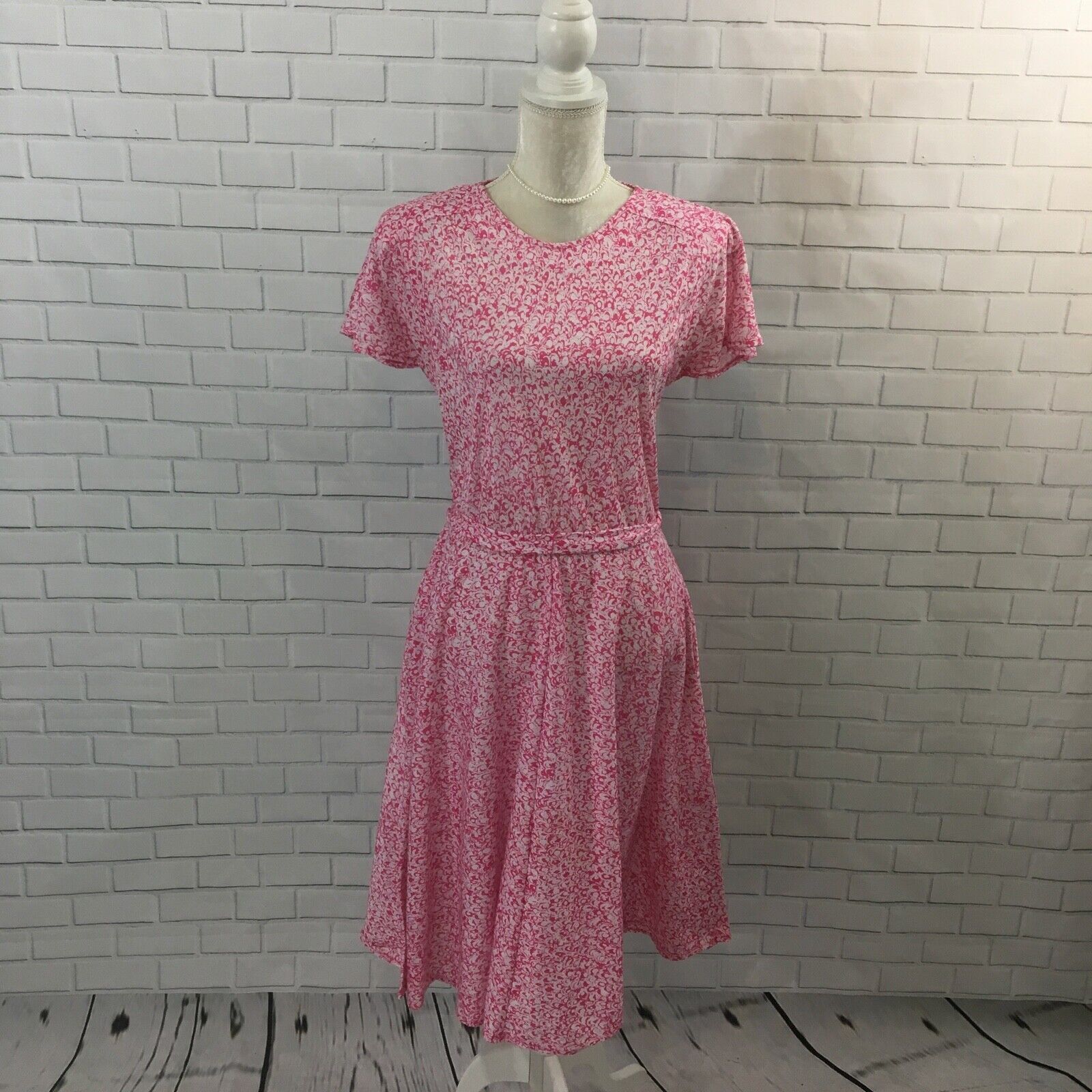 Darian Petites Women’s Dress Fit & Flare Vintage Buttons Removable Sash Size 10P