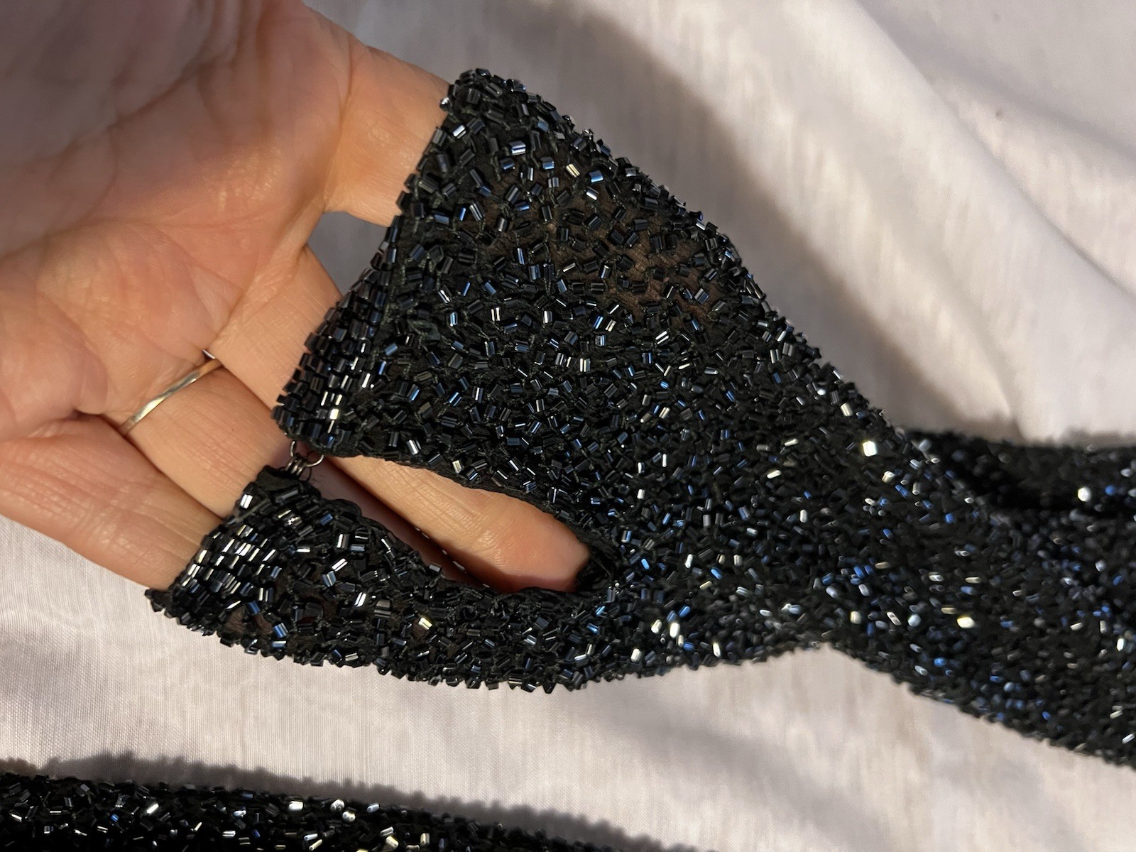 Vtg Naeem Khan Lillie Riazee Sequin Beaded mini long sleeve body con dress 80’s
