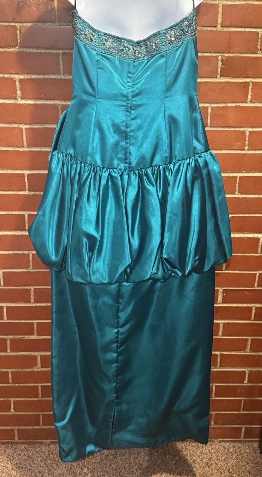 Vtg 80’s Mike Benet Teal Sequined Bow Party Prom Dress Sz 14 Halloween Holiday