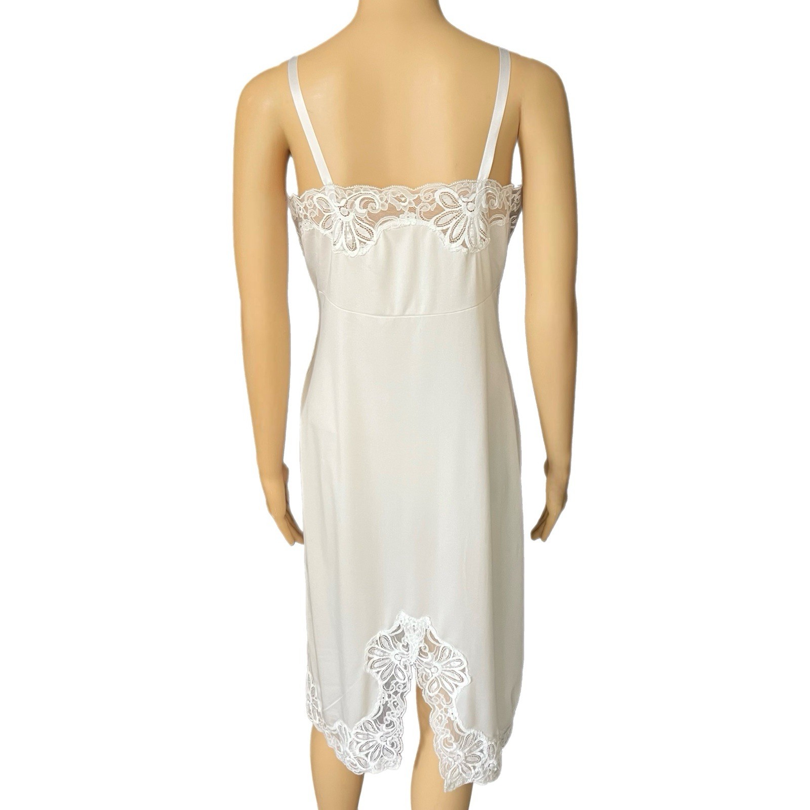 Vintage Shadowline Lingerie Dress Womans 70s Intimate Ivory Lace Slip – 34
