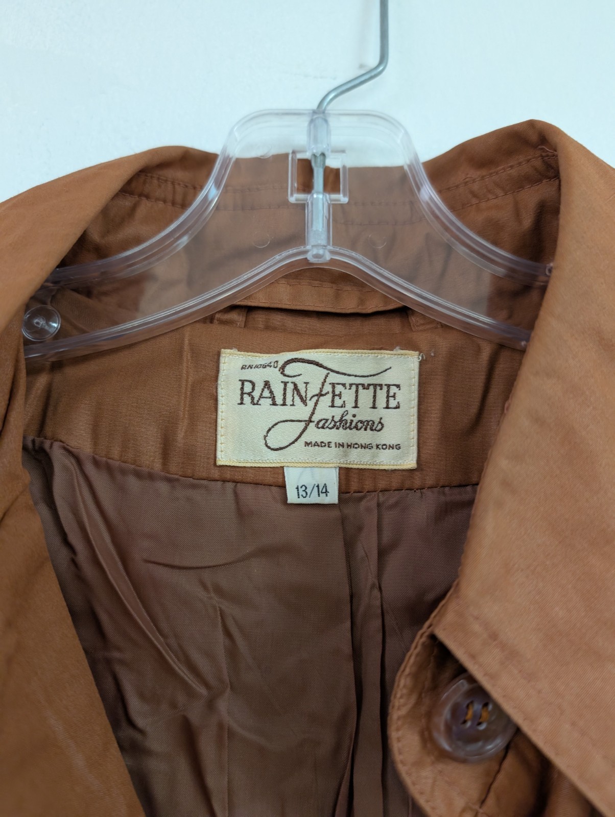 Vintage Rain-Ette Fashions Trench Coat 70s Street Style Lightweight 13 / 14