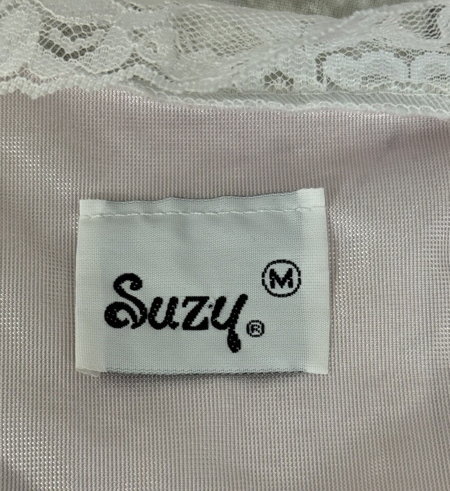 Suzy Women M Vintage Robe Pink Feminine Classic Grandma Dainty Loungewear Lace