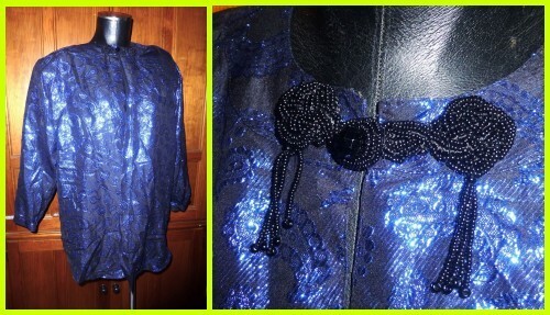 Vtg 80s Rocco Barocco Italy Silk Paisley Metallic Beads Party Jacket Blouse Top