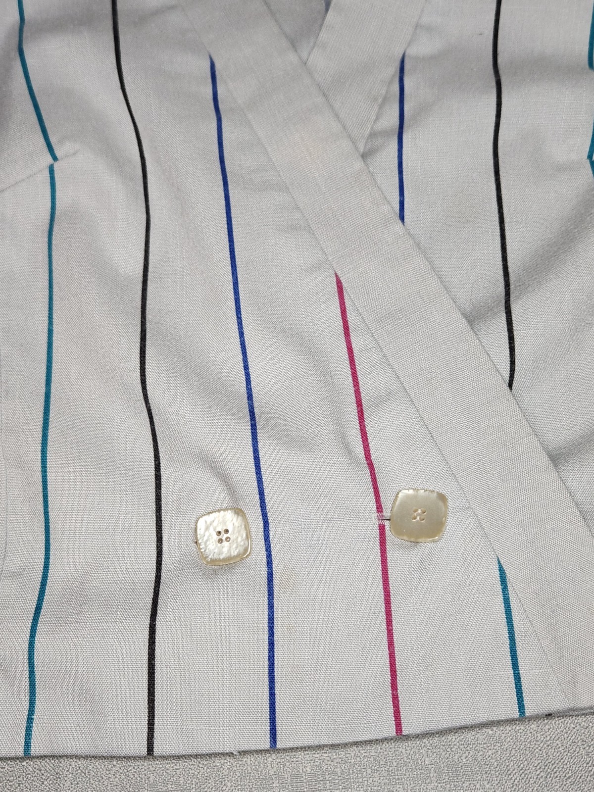 Vintage 80s Lorac Original SS Multi-Colored Striped Double Breasted Women’s Top