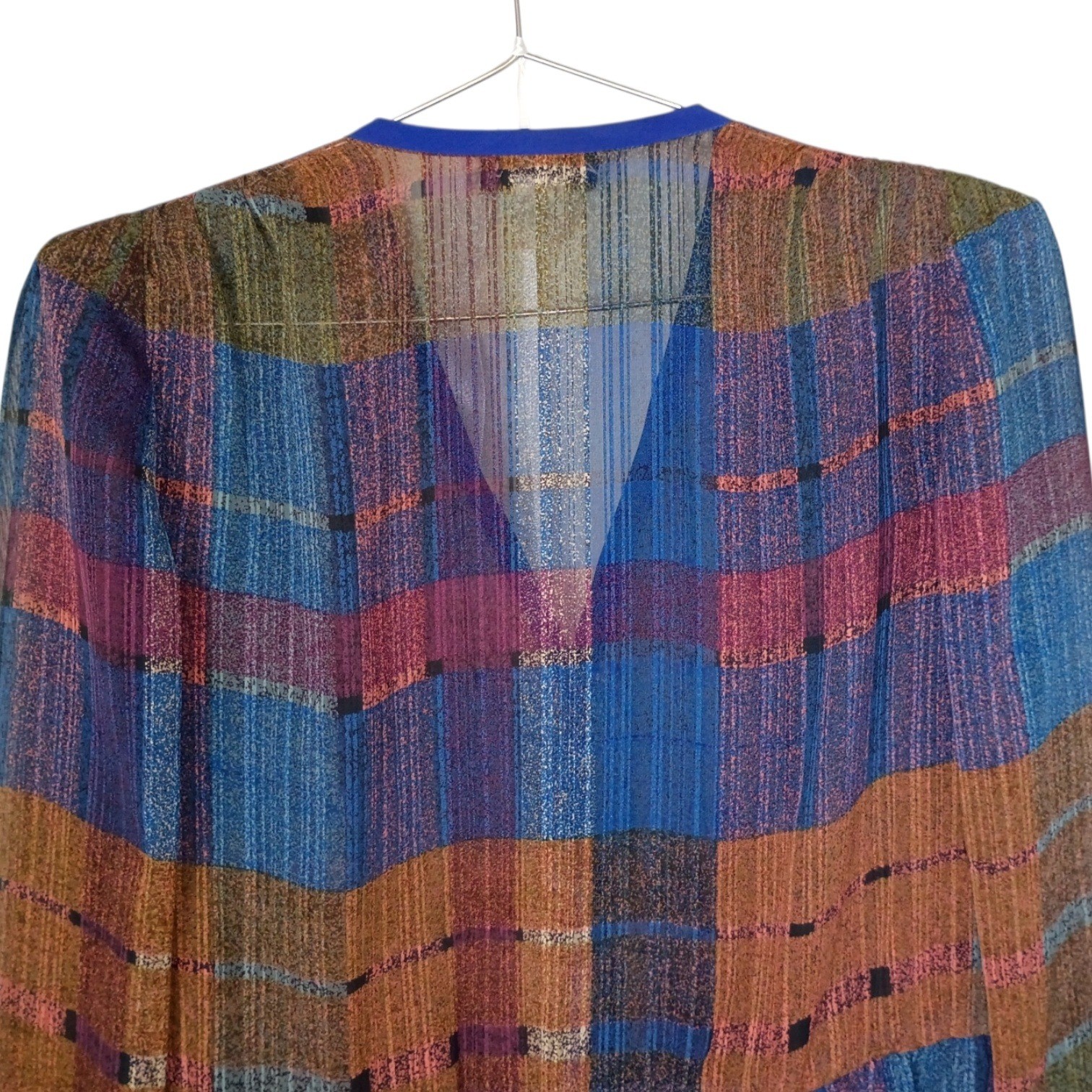 Gloria Vanderbilt Vintage 80s Metallic Plaid Peplum Top and Skirt Set Blue 14