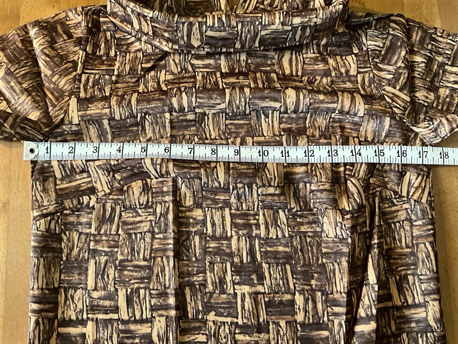 NOS 1960s MOD Jane Emory Fashions Acetate Shift Brown Mad Men S/Sleeve Size 10
