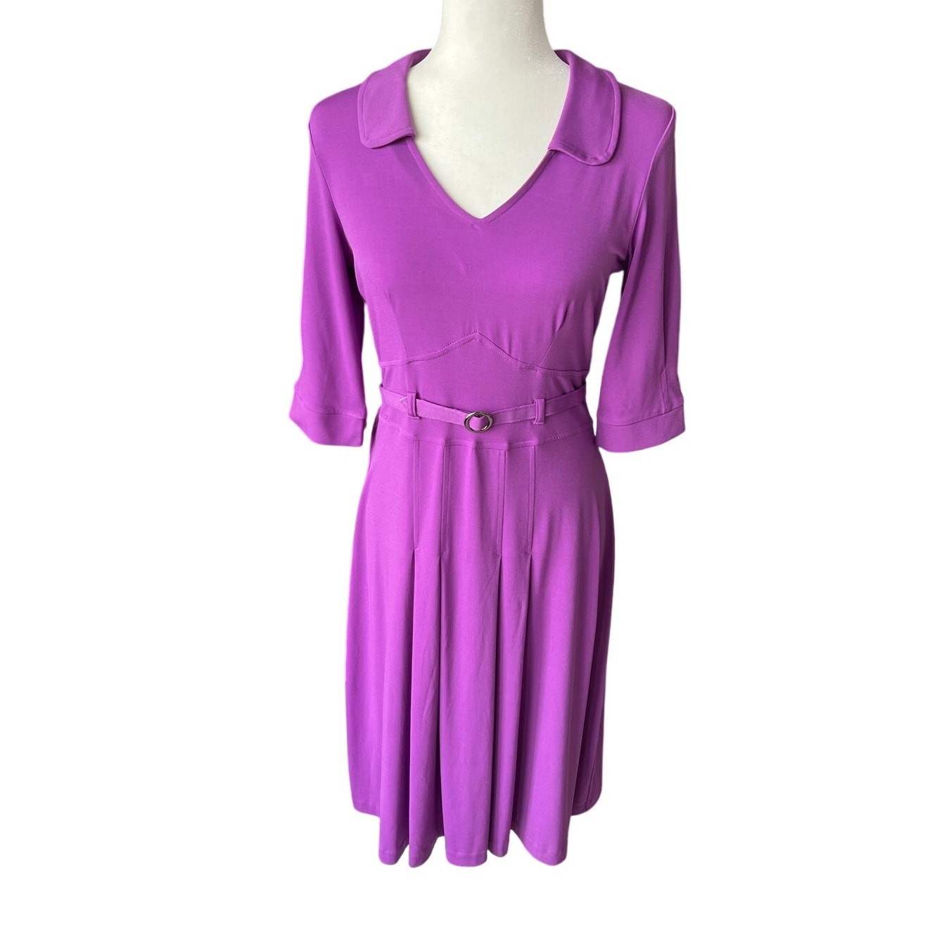 Vintage Chadwick’s Purple 1970s Polyester Spandex Dress Women’s Size 6 80s Retro