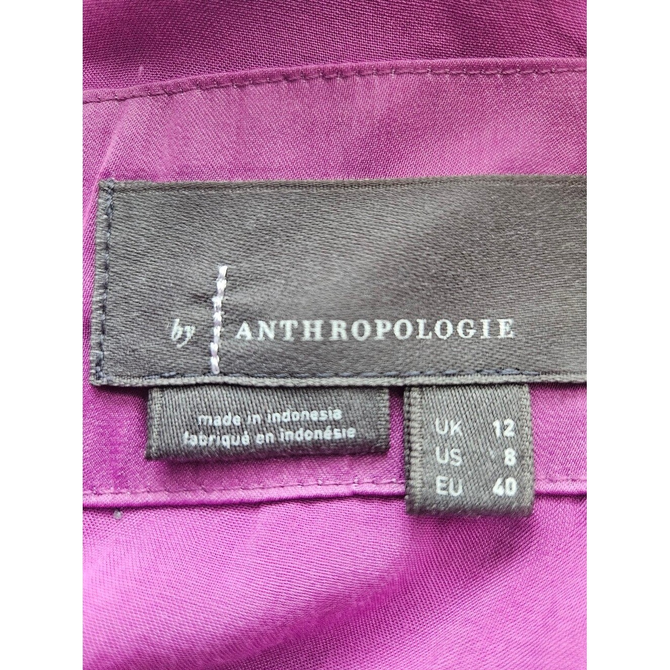 By Anthropologie Pleated V-Neck Vibrant Mini Dress Sz 8 Purple Date Night Flowy
