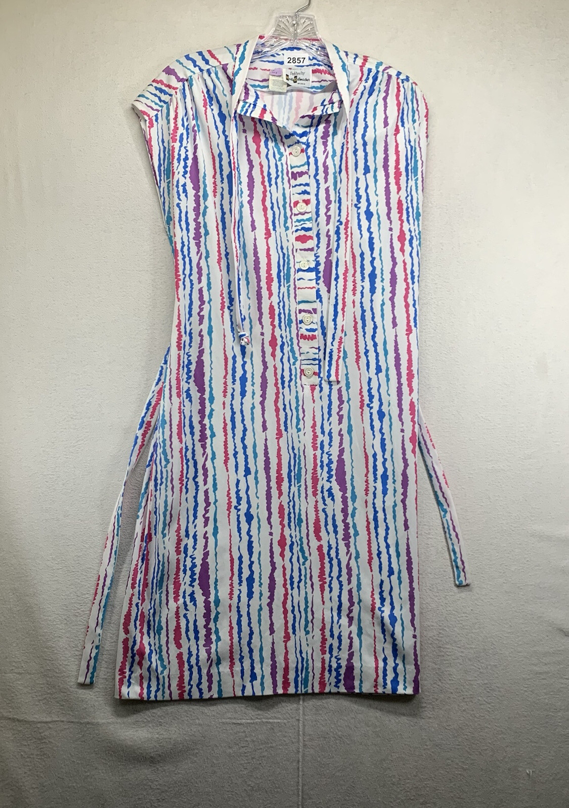 Vintage Petites By Marty Gutmacher USA Polyester Knit Colorful Shift Dress 60s