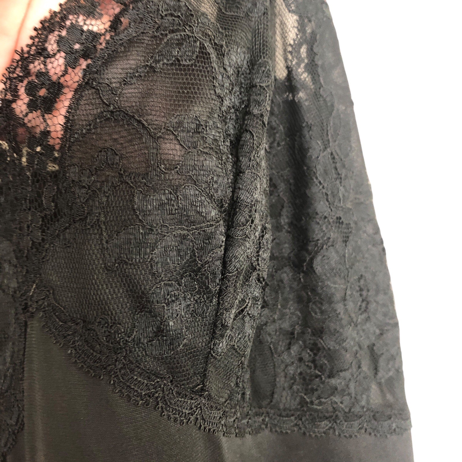 Vintage Gossard Artemis Full Slip Adj Straps Nylon Lace Black Negligee Size 32